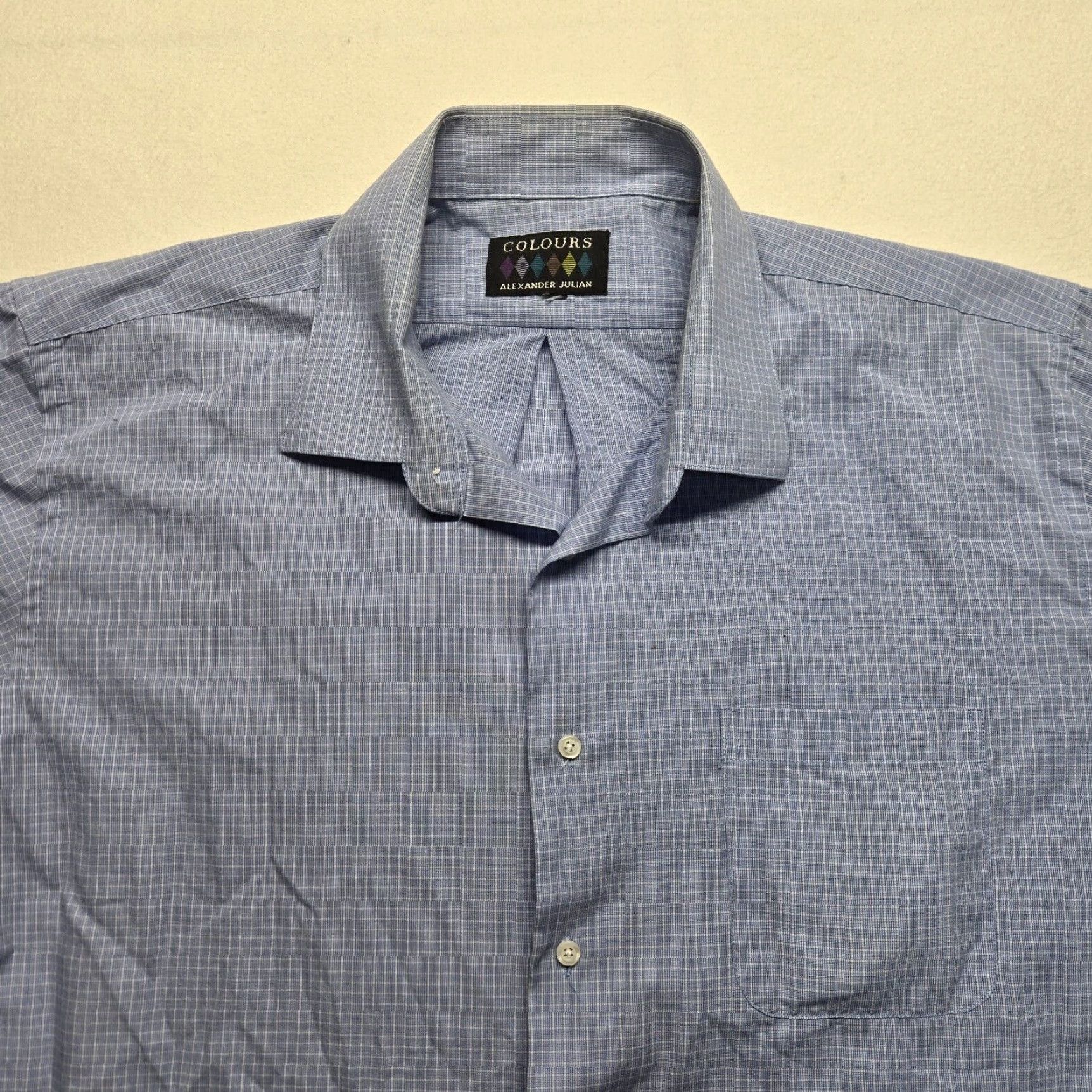 Alexander Julian Alexander Julian Shirt Check Blue 2XL Men Adult Long Sleeve Button-Up Collared Colourful Classic Business Casual Travel Cotton Size US XXL / EU 58 / 5 - 2 Thumbnail