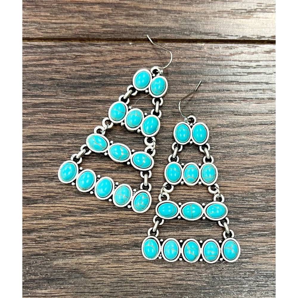 Other Stylish 724578 Turquoise Earrings 2.5 Inches Long Size ONE SIZE - 5 Thumbnail