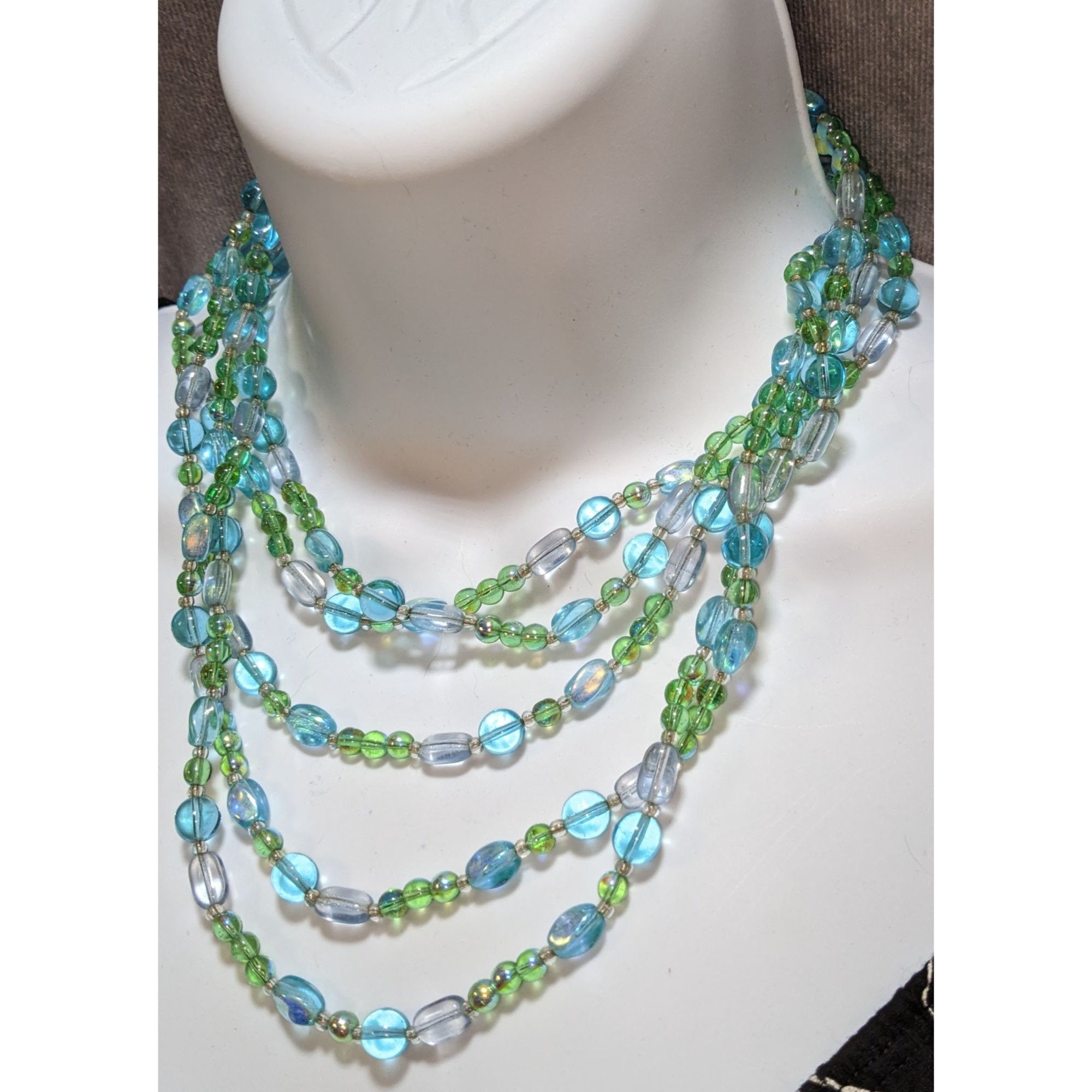 Givenchy Givenchy Multi-Strand Green & Blue Glass Bead Necklace Size ONE SIZE - 1 Thumbnail