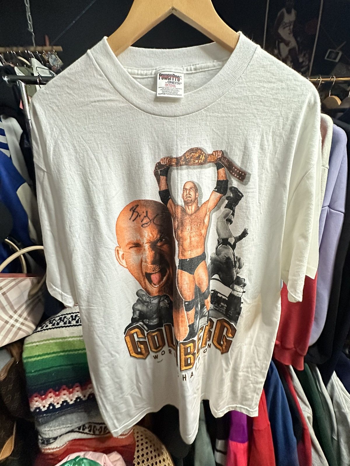 Autographed Vintage WWF WWE Goldberg T Shirt WCW Champion XL