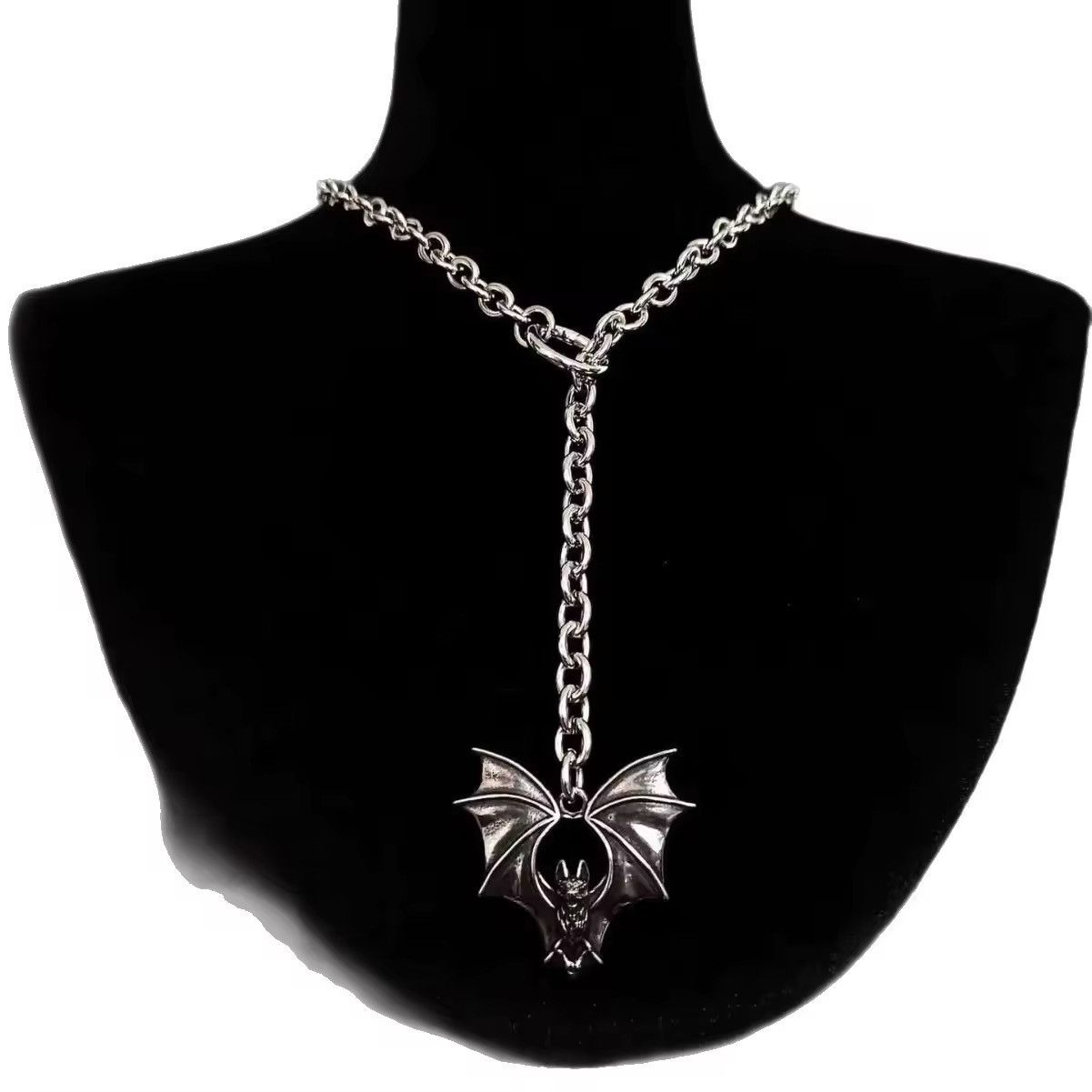 Other Punk Gothic Y2k Steel Silver Necklace Bat Chain Size ONE SIZE - 1 Thumbnail