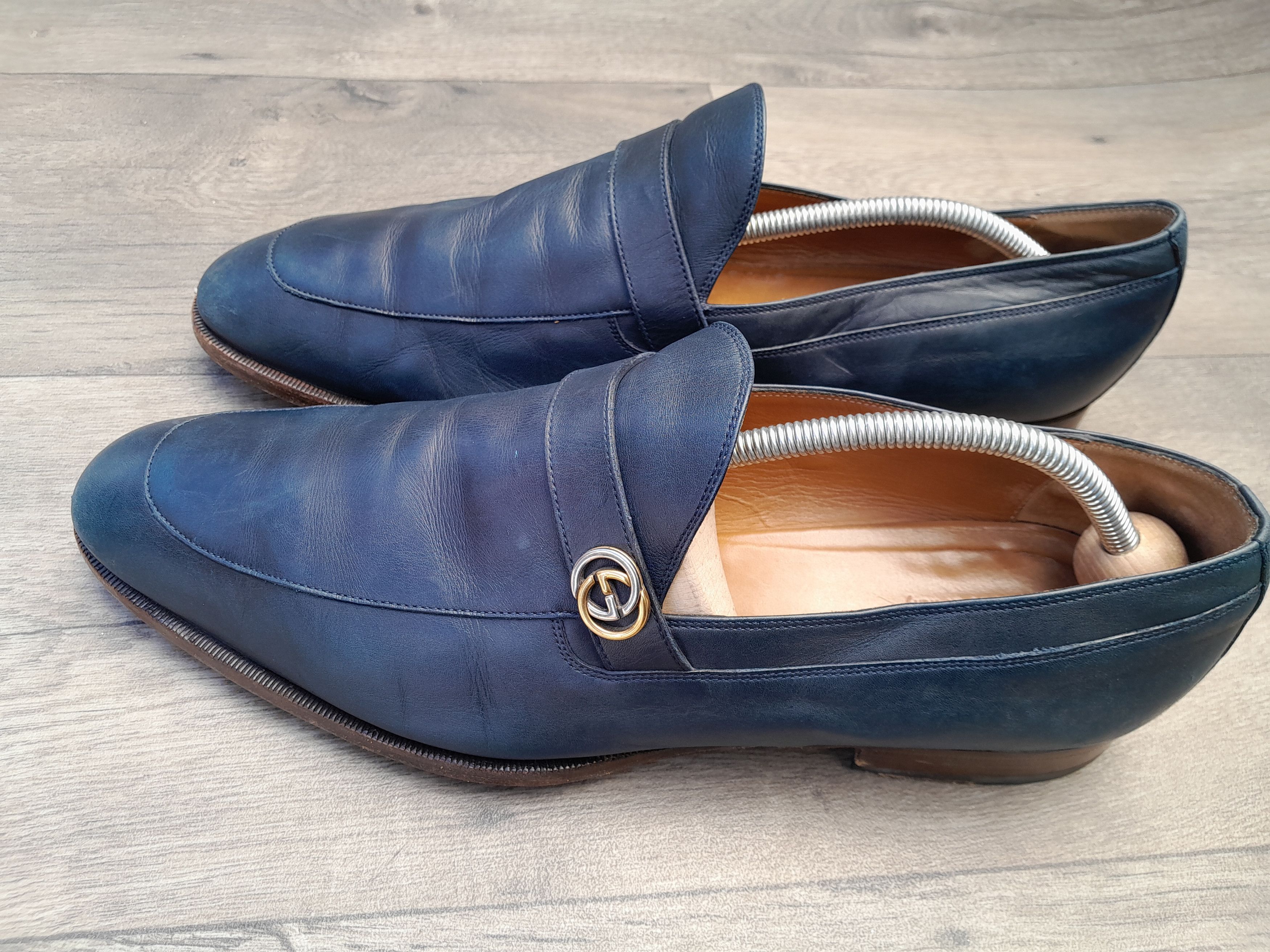 Gucci men's Gucci leather loafers in navy blue Size US 12.5 / EU 45-46 - 1 Thumbnail
