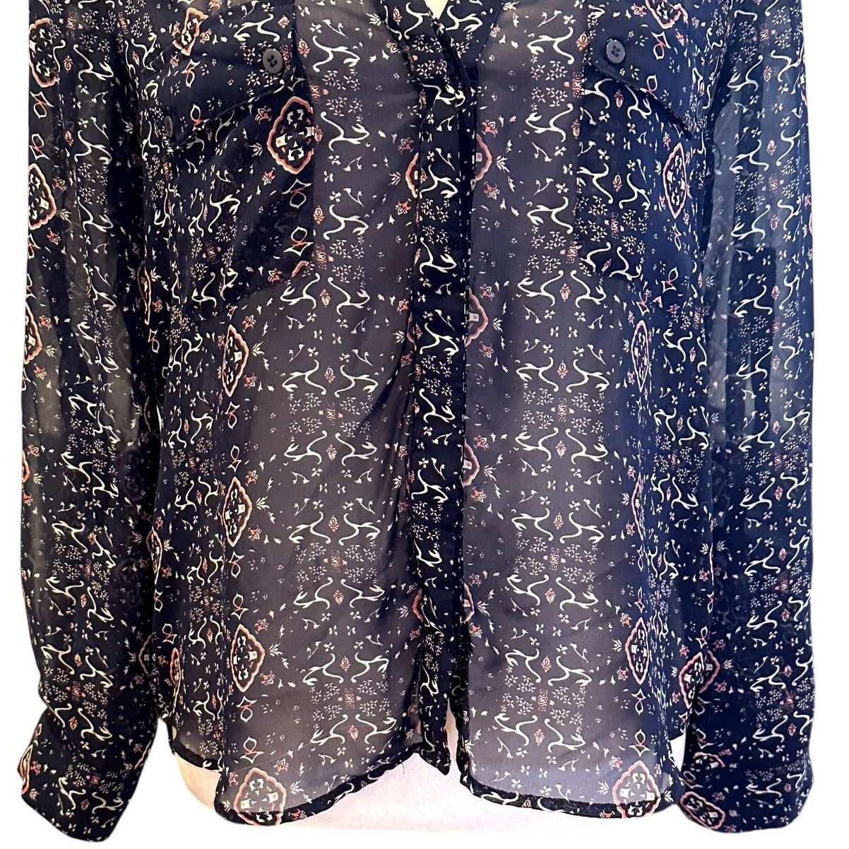 Other Collective Concepts Women's Long Sleeve Sheer Button Front S Size S / US 4 / IT 40 - 3 Thumbnail