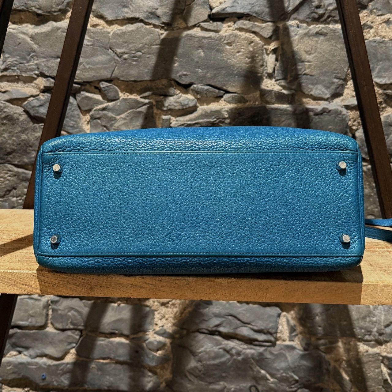 Hermes Hermès 2013 Bleu Izmir Clemence Leather Kelly 35 Bag Size ONE SIZE - 8 Thumbnail
