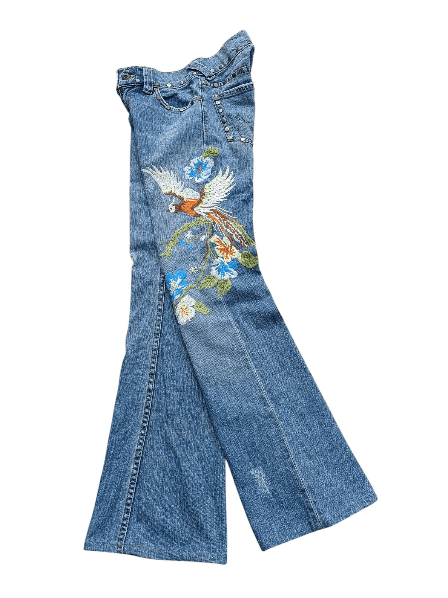 Other FLARED Allen B. Distresed Embroidered Rare Design Jeans E233 Size 26" / US 2 / IT 38 - 11 Thumbnail