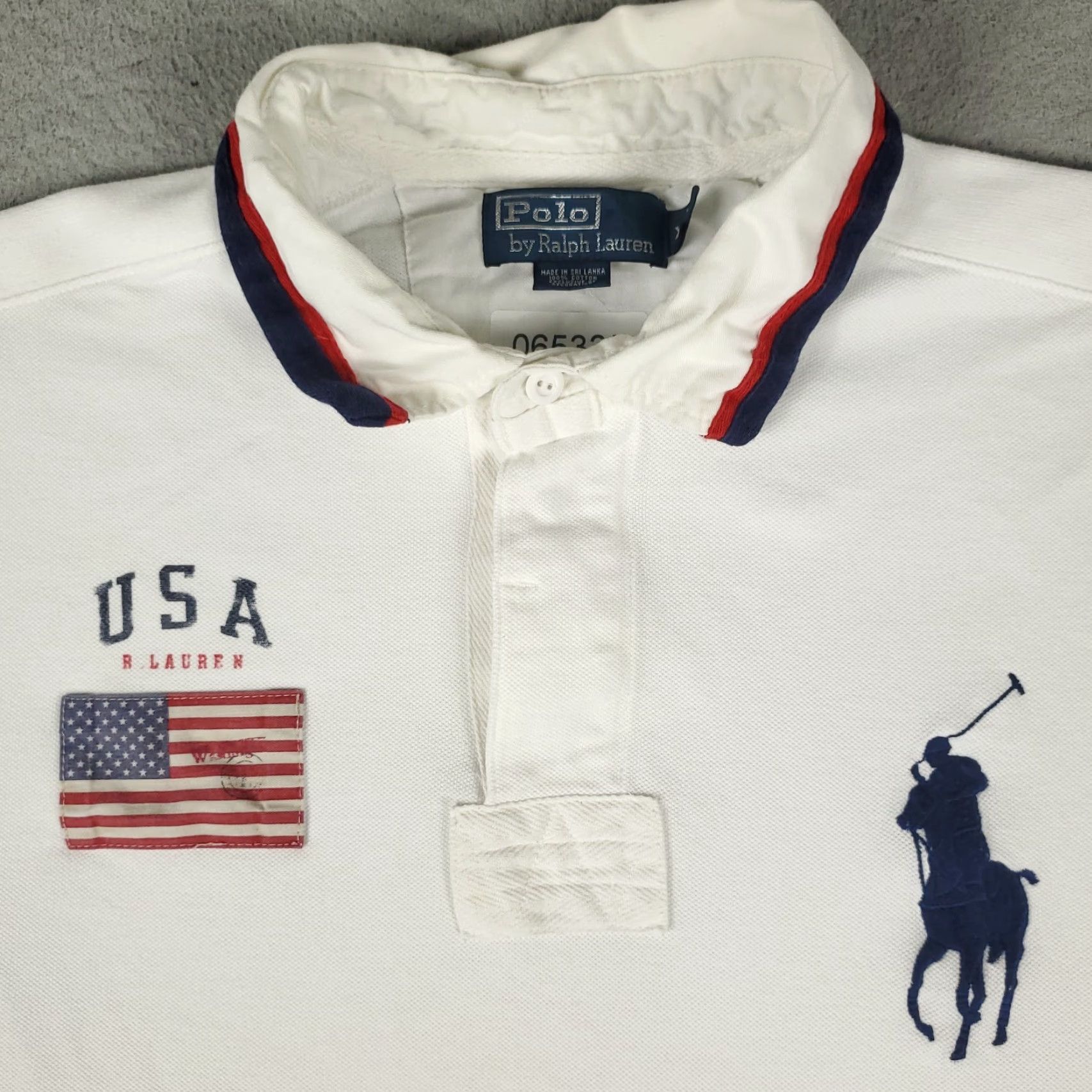 Ralph Lauren Ralph Lauren Polo Shirt Mens 2XL White USA Flag Big Pony Short Sleeve Shirt Mens 2XL White USA Size US XXL / EU 58 / 5 - 2 Thumbnail