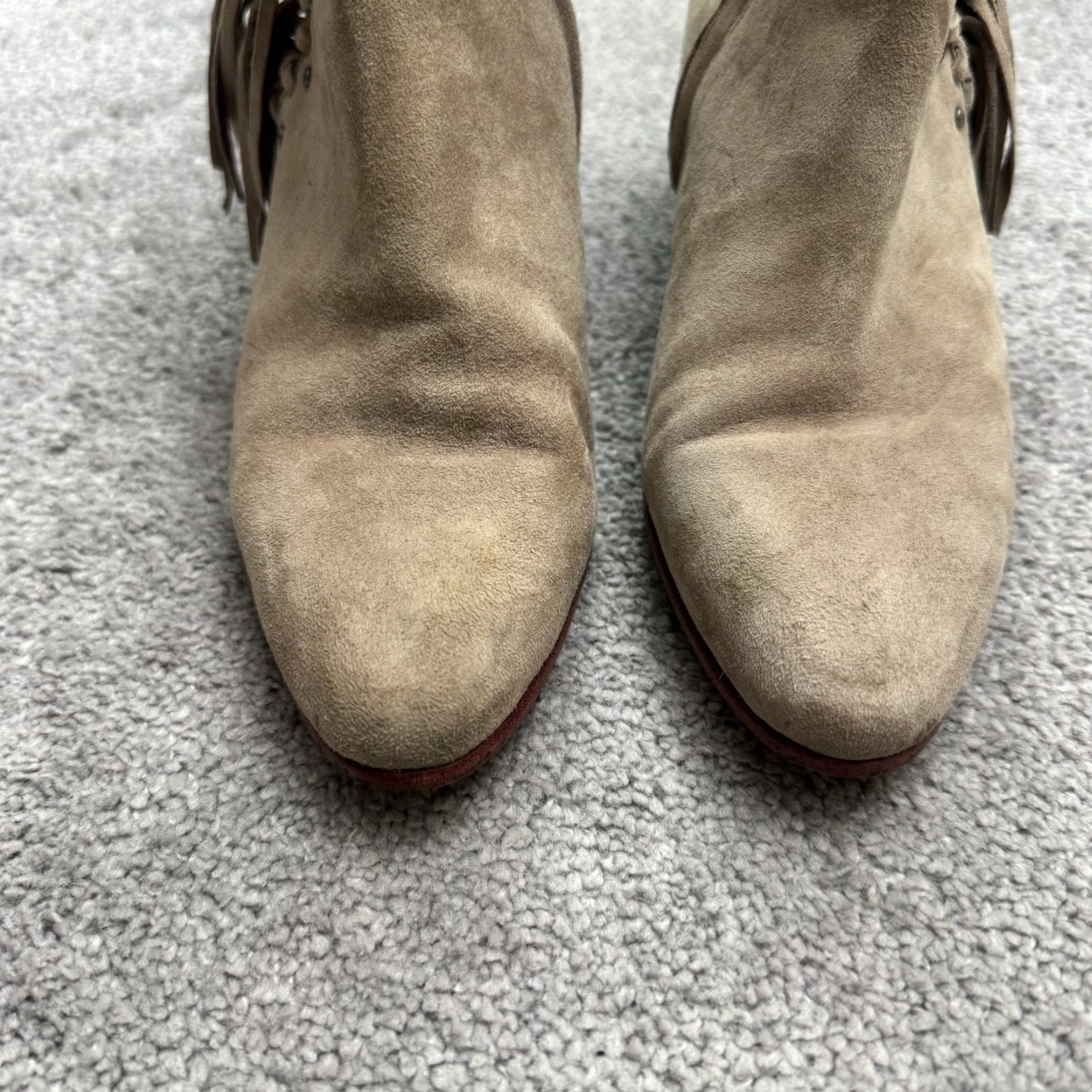 Sam Edelman VINTAGE Sam Edelman Ankle Boots Womens 6M Cowhide Fringe Studded Leather Bootie Brown Western Style Size US 6 / IT 36 - 5 Thumbnail