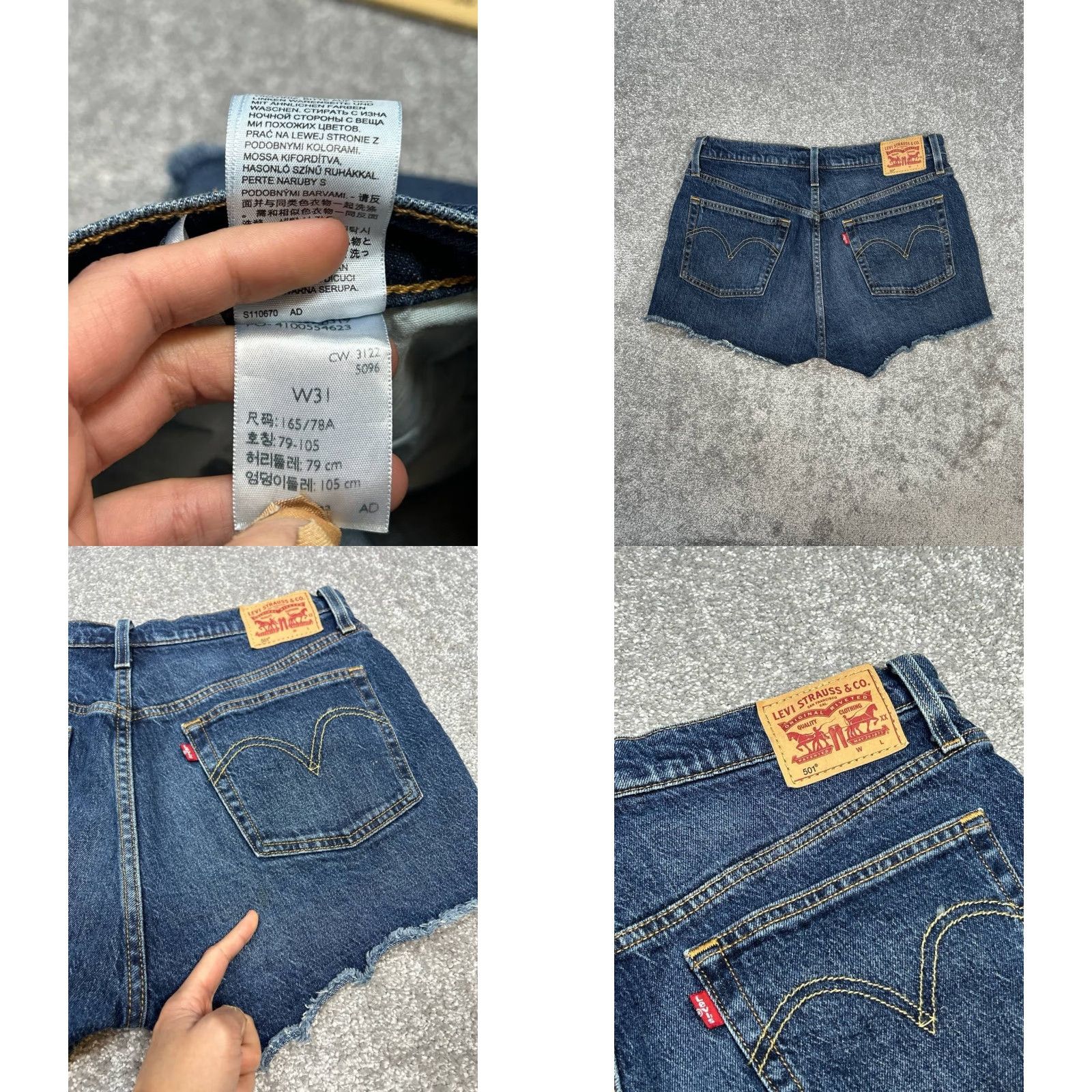 Levi's Levi's 501 Shorts Womens 31 Blue Cut Off Distressed Denim Logo Cotton Frayed Hem Size 24" / US 00 / IT 34 - 9 Thumbnail