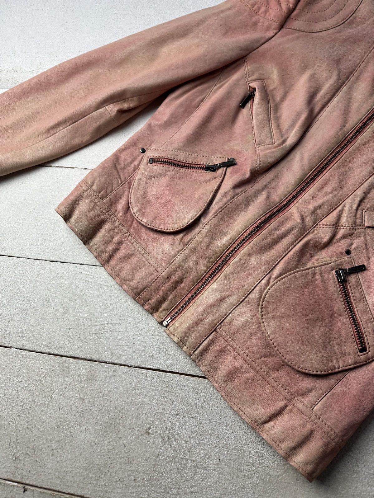 Other 🚨Y2K RICK OWENS TYPE DIRTY SLIM FIT ZIP LEATHER JACKET Size XS / US 0-2 / IT 36-38 - 3 Thumbnail