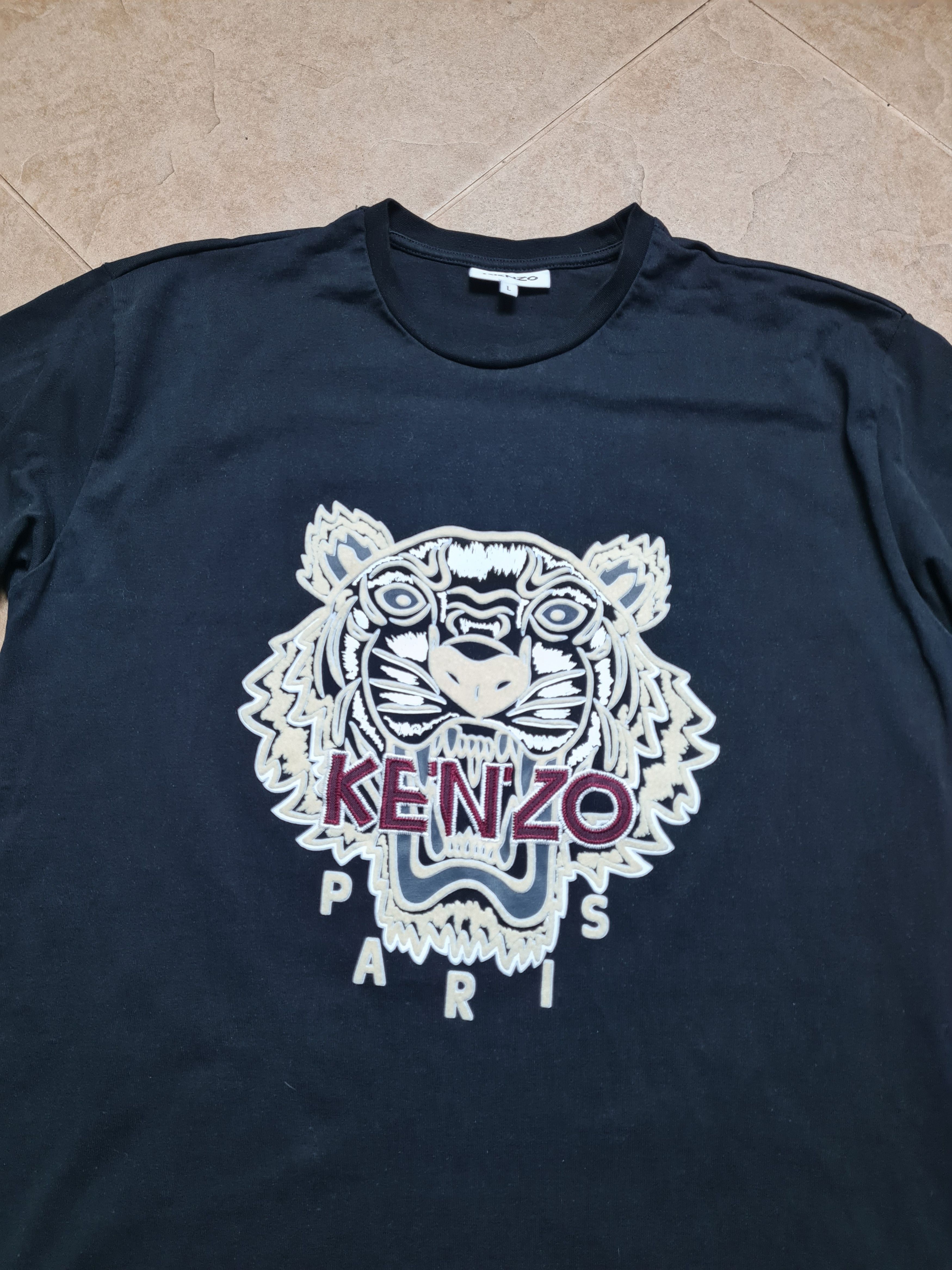 Kenzo KENZO Paris Men's Tiger Head Embroidered T-Shirt Black Size US L / EU 52-54 / 3 - 2 Thumbnail
