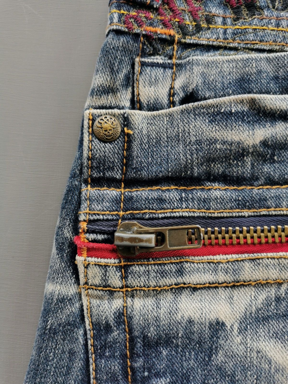 Japanese Brand Skull The World Freedom Whiskers Fades Short Jeans Size US 34 / EU 50 - 4 Thumbnail
