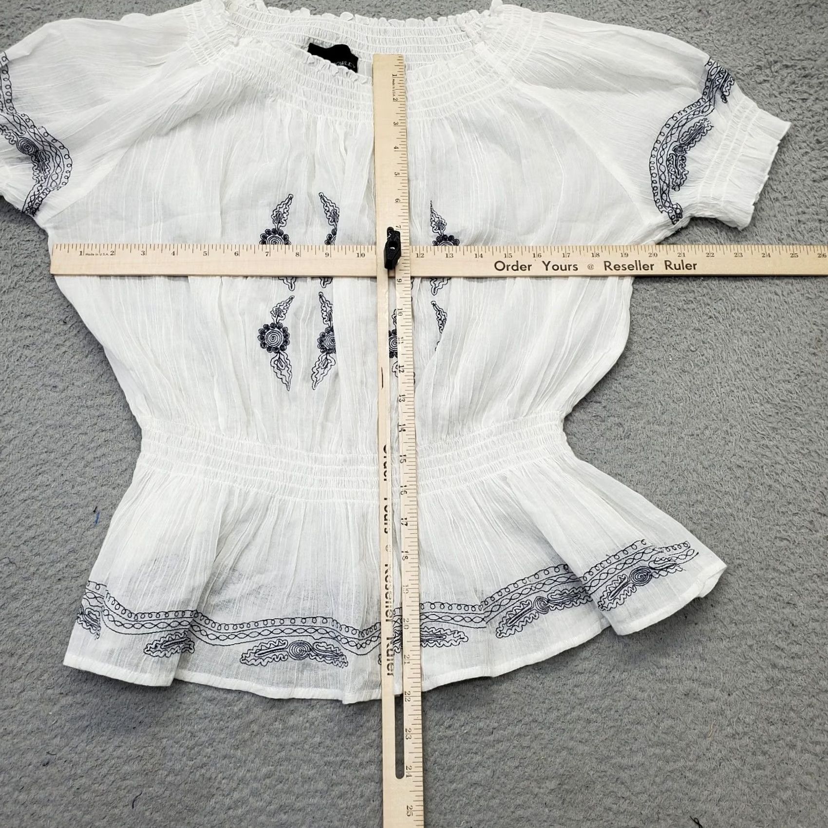 Cynthia Rowley Cynthia Rowley Blouse Womens XL White Sheer Shirred Off Shoulder Smocked Waist Shirt Womens XL White Sheer Blouse Size XL / US 12-14 / IT 48-50 - 3 Thumbnail