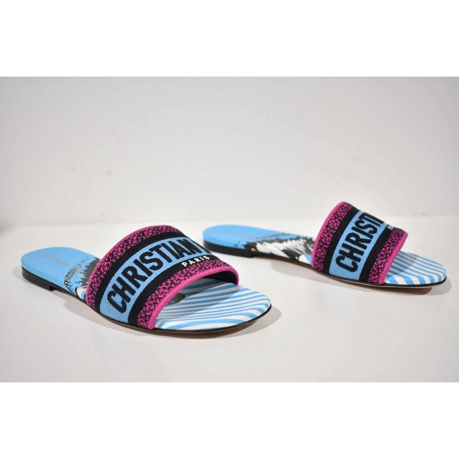 Dior Dway D Jungle Embroidered Logo Slide Flat Sandal 35.5 Size US 5.5 / IT 35.5 - 5 Thumbnail
