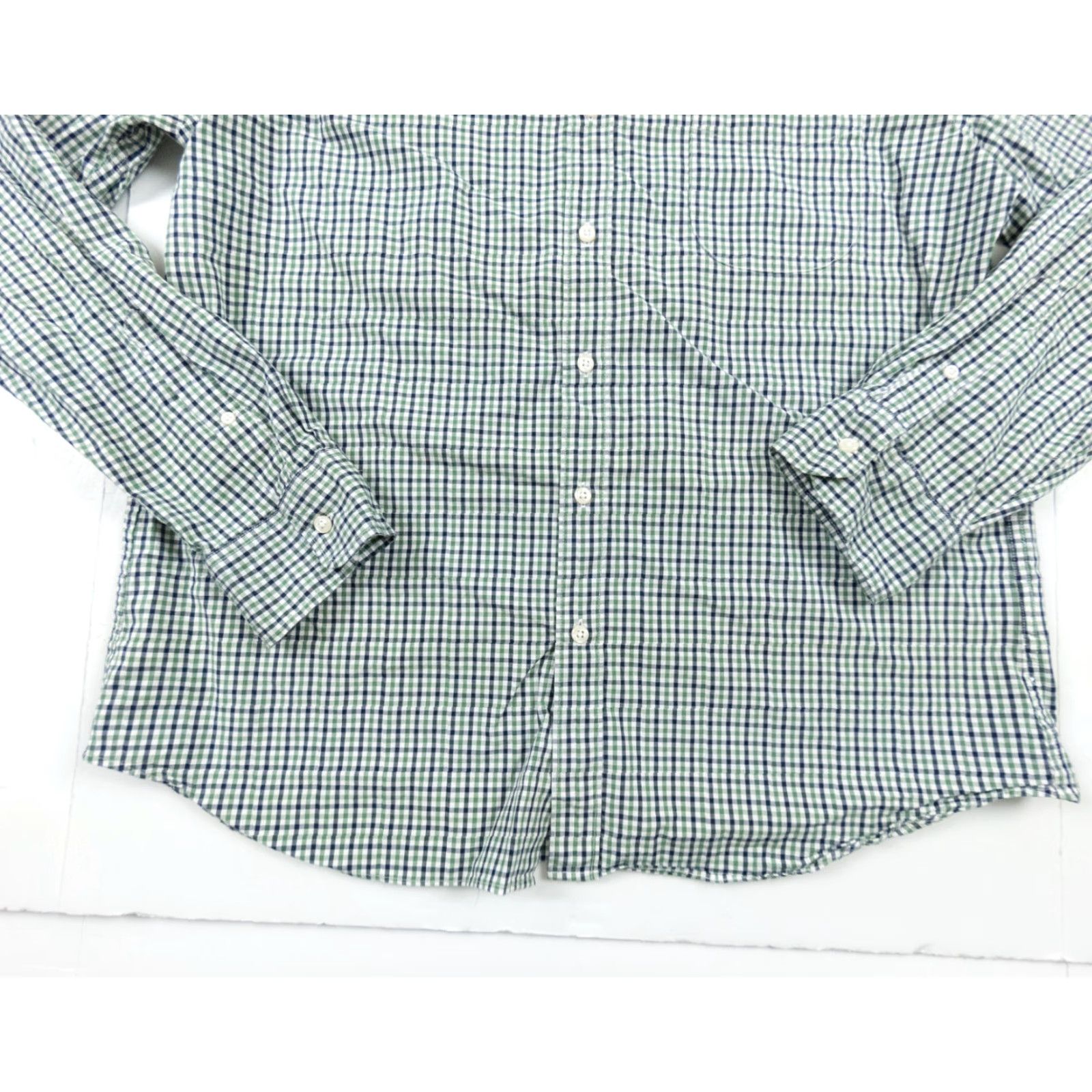 J.Crew VINTAGE not applicable; JCrew Men Shirt XL Green Blue Button-Up Long Sleeve Stretch Plaid Size US XL / EU 56 / 4 - 3 Thumbnail