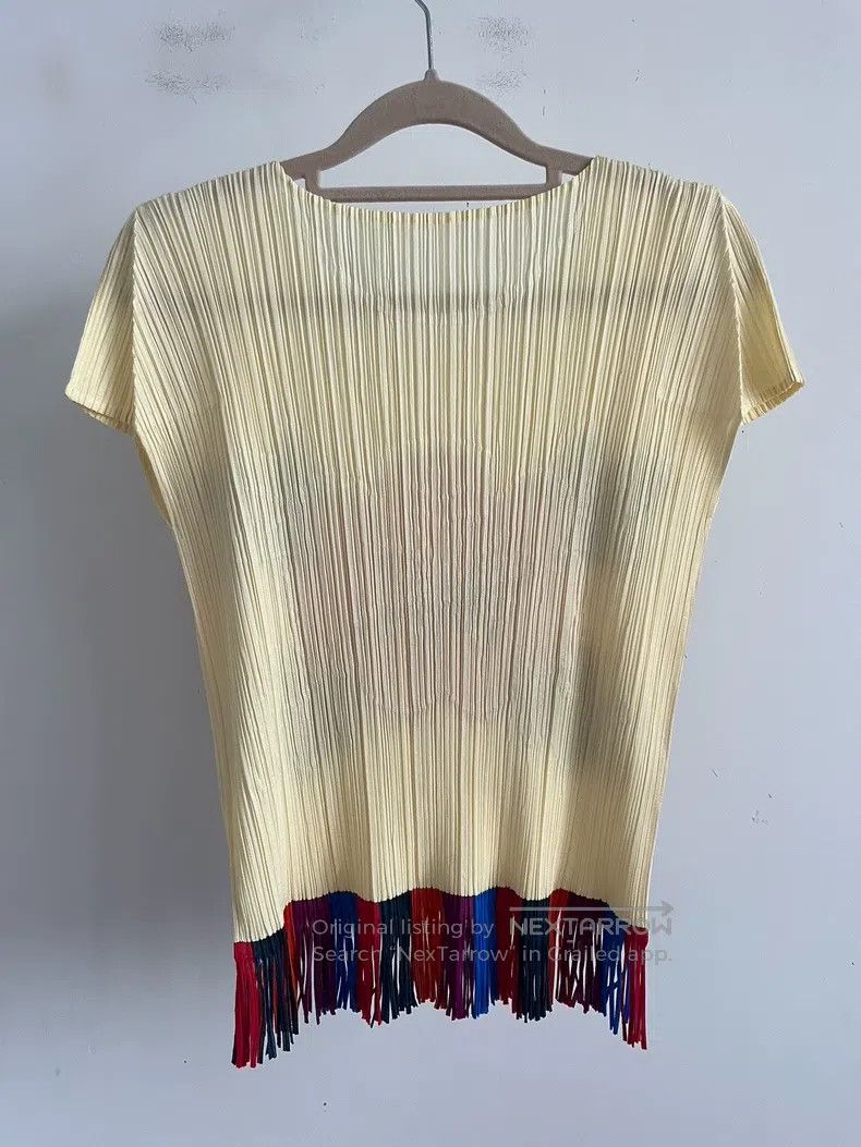 Issey Miyake Issey Miyake Tassel Yellow Short-Sleeve Top Size L / US 10 / IT 46 - 2 Thumbnail