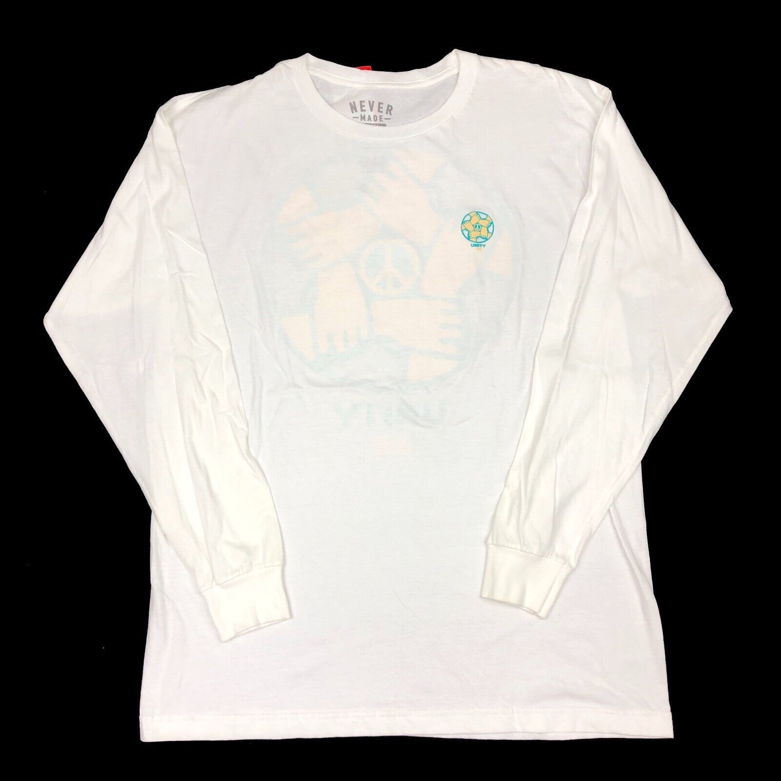 Stussy Never Made Unity Peace Long Sleeve White Shirt Large L Art Size US L / EU 52-54 / 3 - 3 Thumbnail
