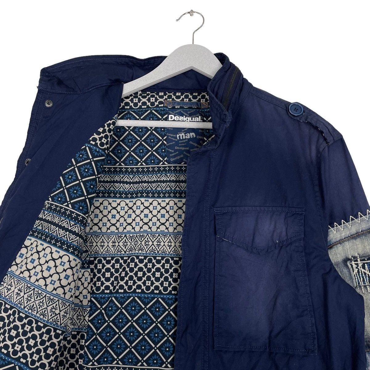 45rpm × Desigual 💥DESIGUAL BORO PATCH NAVY FIELD JACKET Size US M / EU 48-50 / 2 - 10 Thumbnail