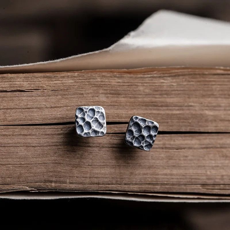 Jewelry Lunar surface Stud Earrings 925 Sterling Silver Ear Gift Size ONE SIZE - 4 Thumbnail