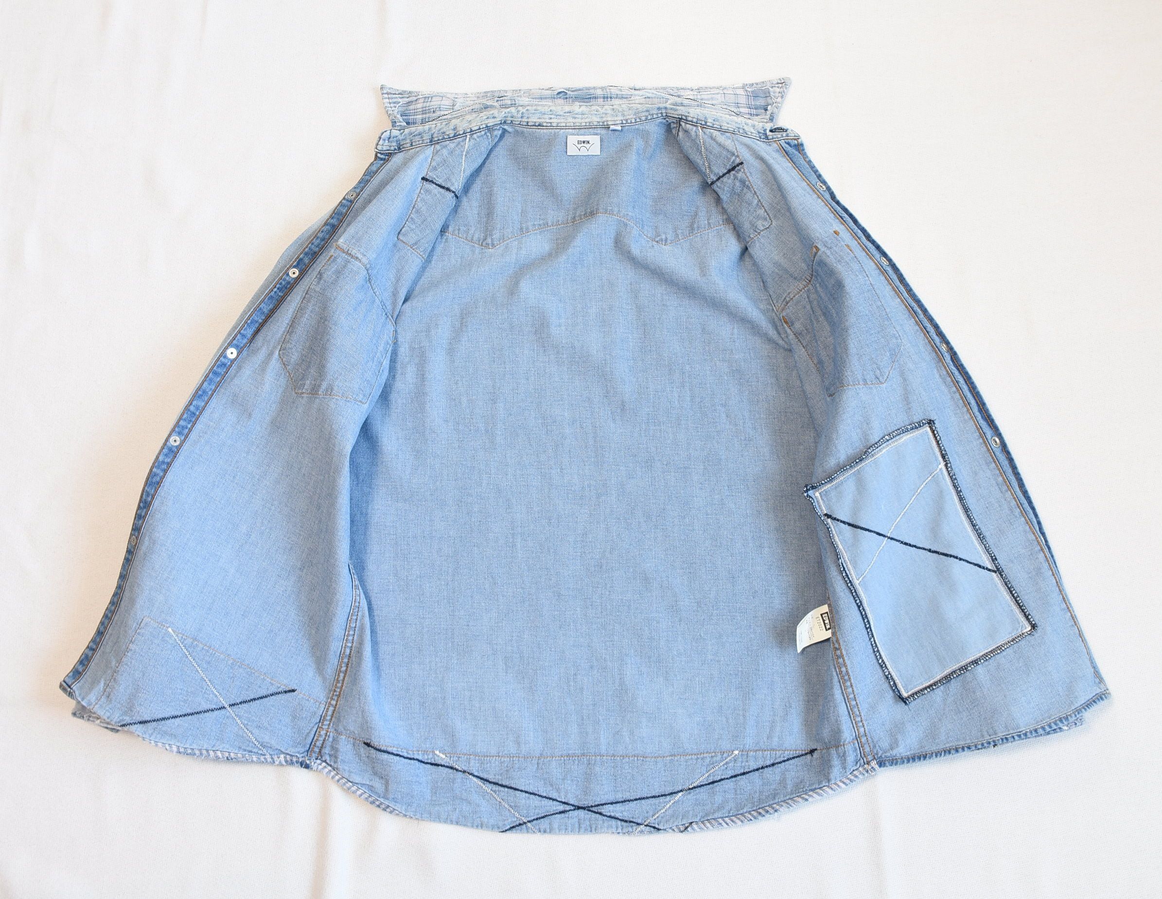Edwin × Japanese Brand EDWIN Vintage Repair Style Denim Shirt with Patchwork!! Size US M / EU 48-50 / 2 - 12 Thumbnail