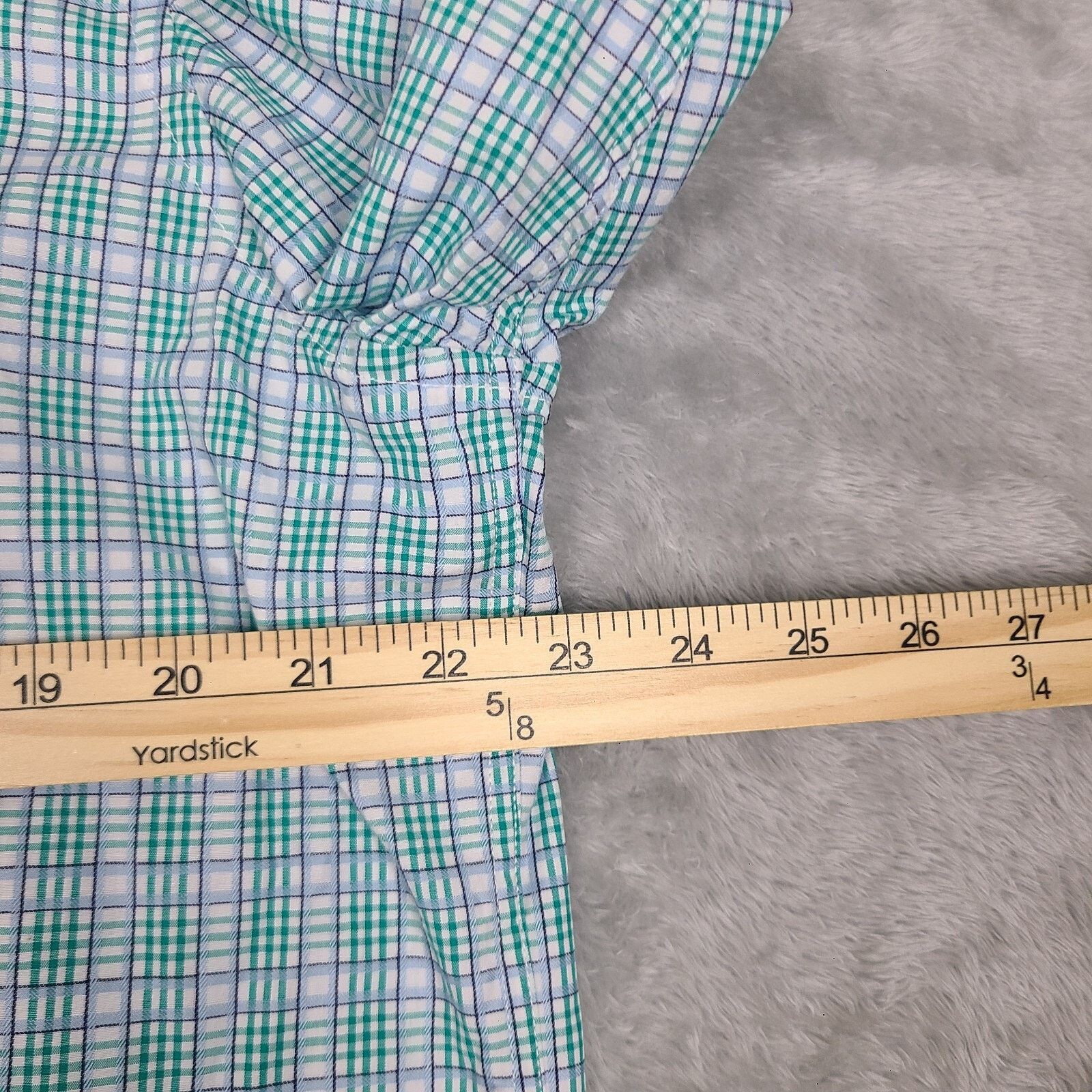 Johnston & Murphy Johnston & Murphy Shirt Blue Green Plaid Long Sleeve XL Size US XL / EU 56 / 4 - 6 Thumbnail