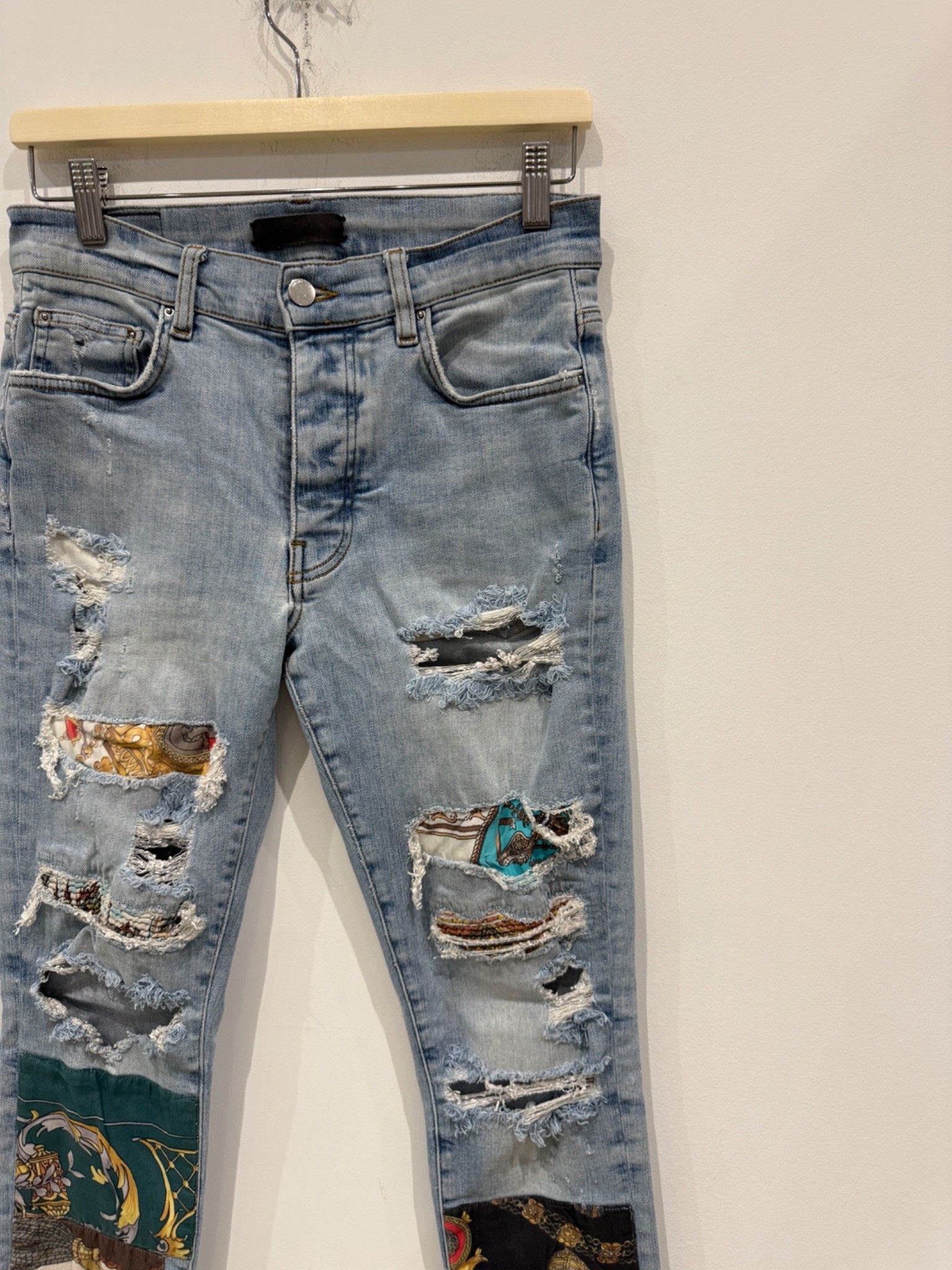 Amiri Amiri Kapital Patch Work Light Wash Jeans Size US 31 - 3 Thumbnail