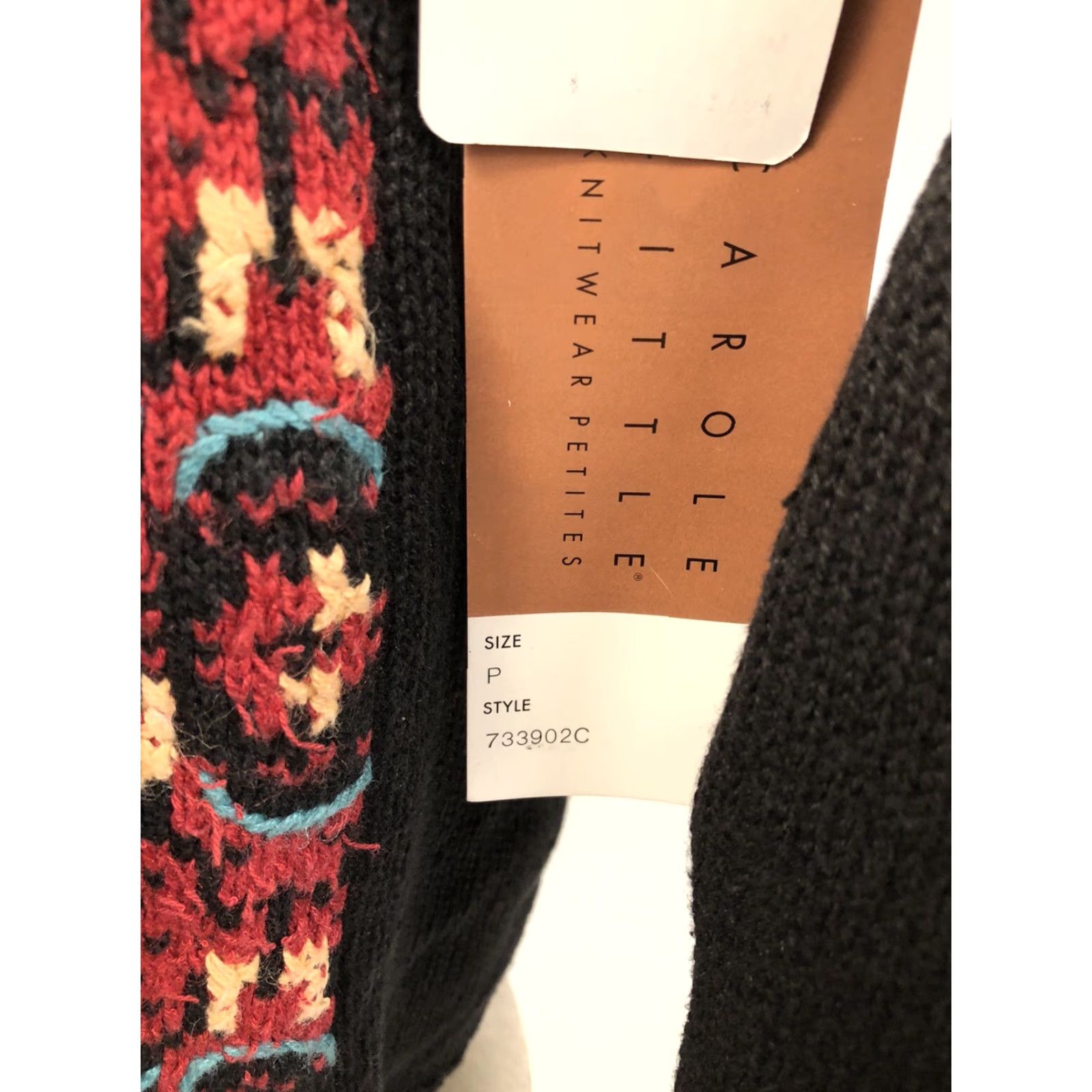 Vintage New w Tag CAROLE Little PETITES Knitwear Red Black Sz. P Pullover Sweater Womens Size S / US 4 / IT 40 - 6 Thumbnail