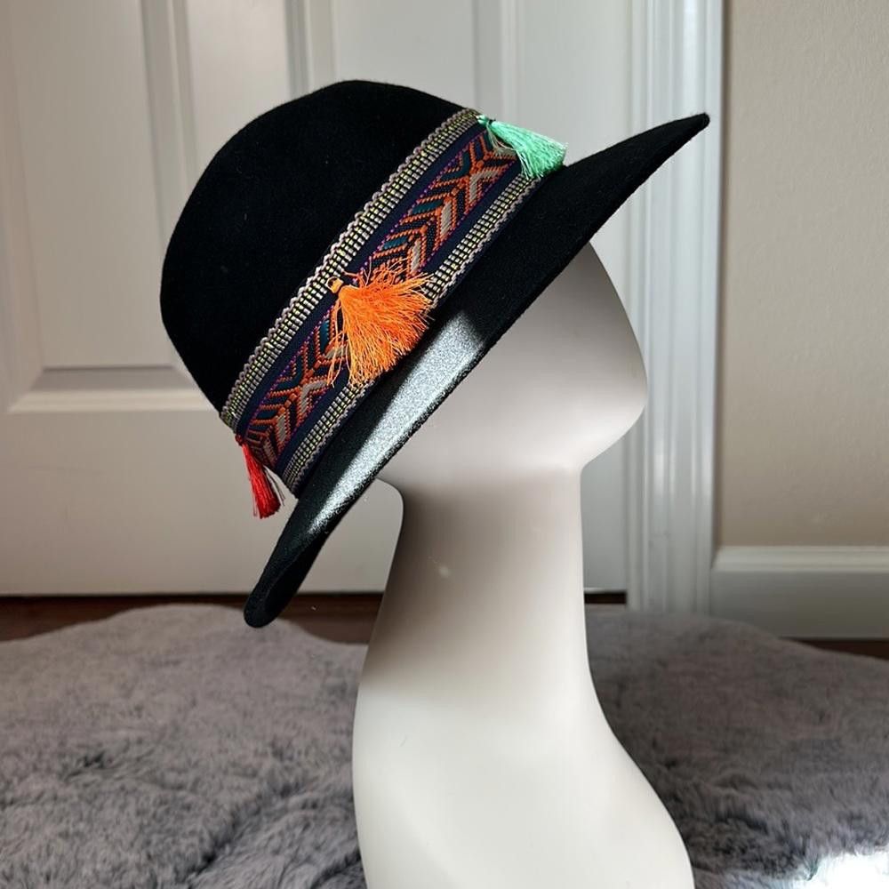 Designer Intrend by MaxMara Felt Fedora with Embroidered Ribbon. Size ONE SIZE - 5 Thumbnail