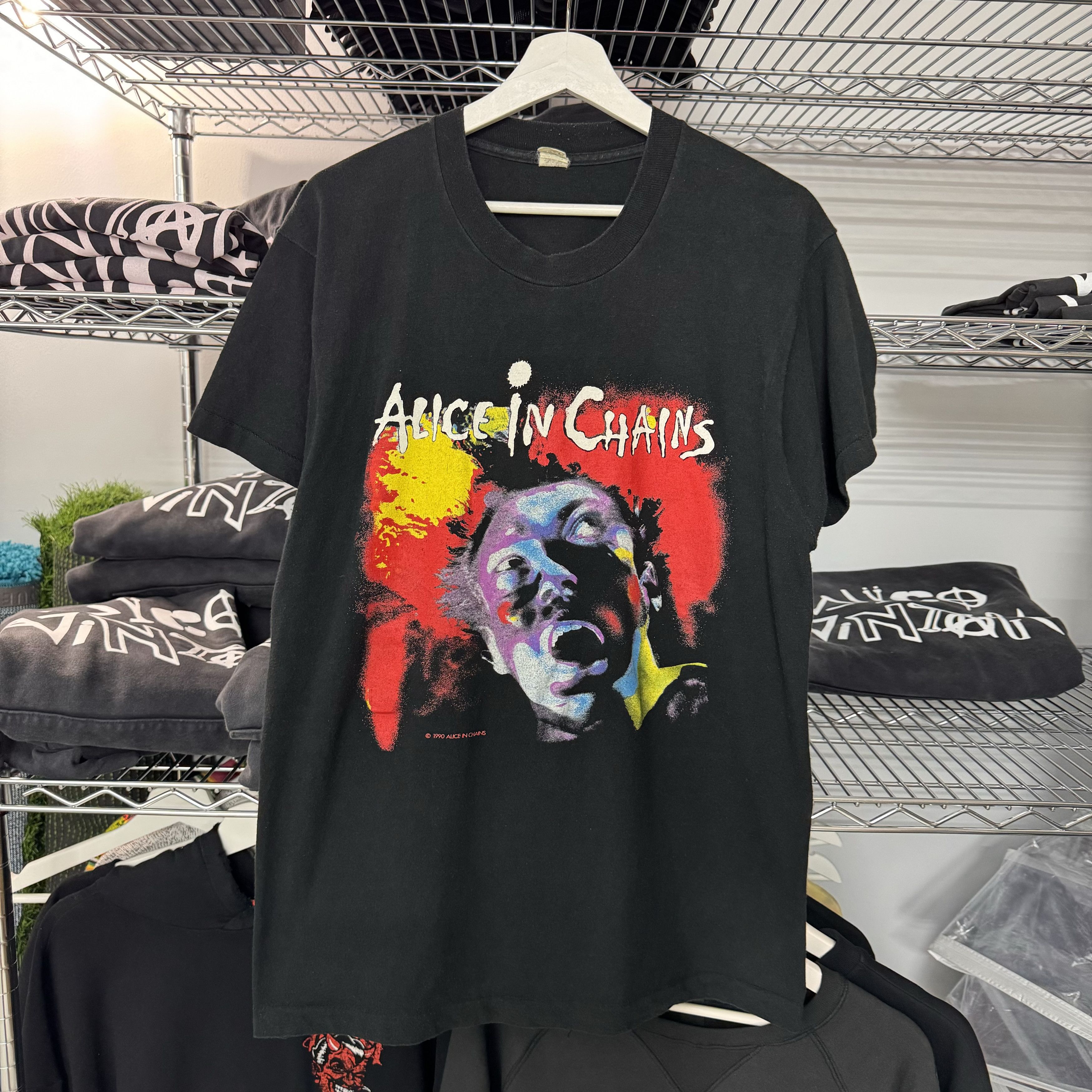 image of Vintage 1990 Alice In Chains Facelift Tour Shirt in Black, Men's (Size XL)