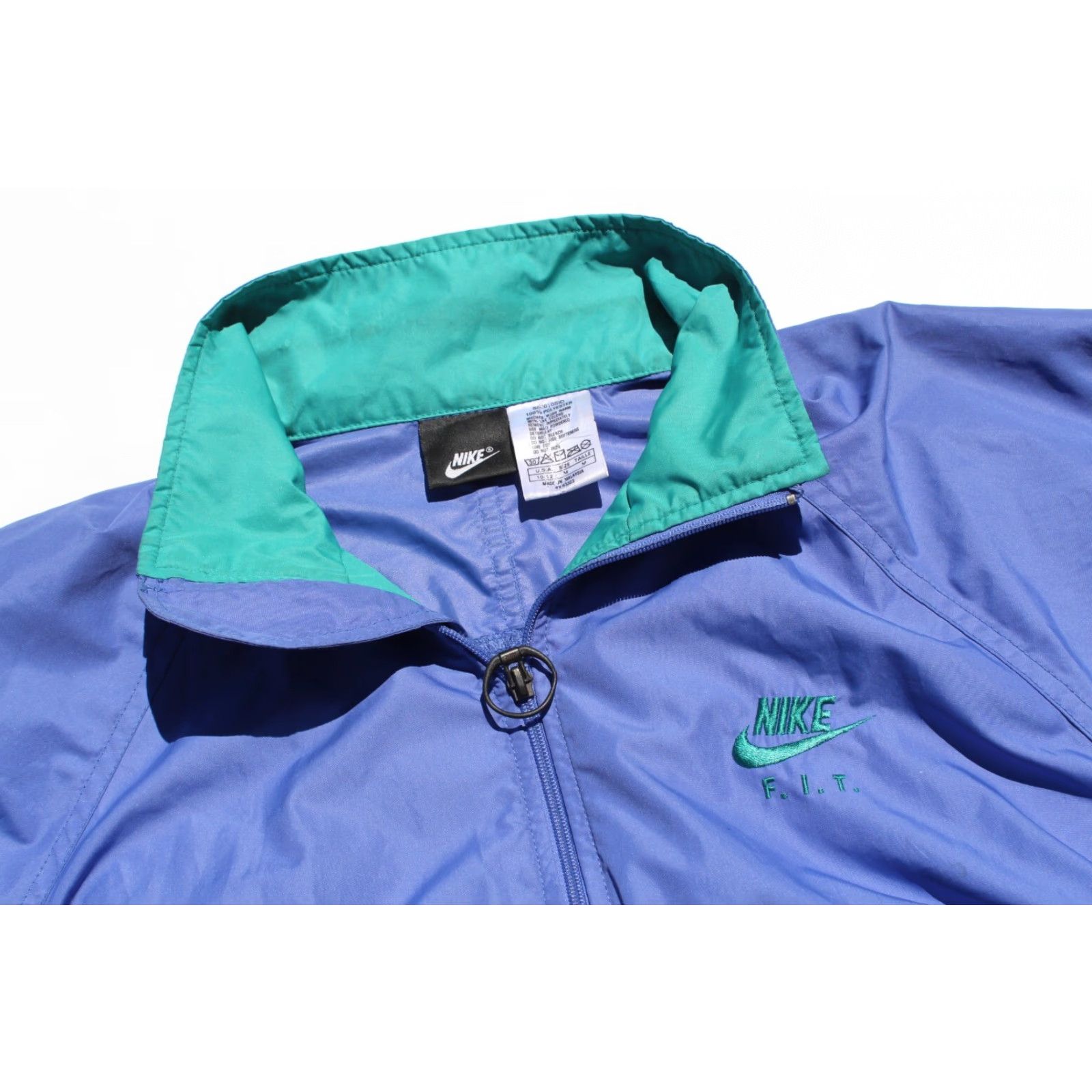 Nike VINTAGE Nike F.I.T. Fit Windbreaker Jacket Womens M Blue Teal Drawstring 80s 90s Size M / US 6-8 / IT 42-44 - 3 Thumbnail