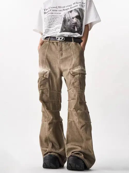 VIBE Vintage Washed Heavy Duty Pleated Work Pants Size US 32 / EU 48 - 3 Thumbnail