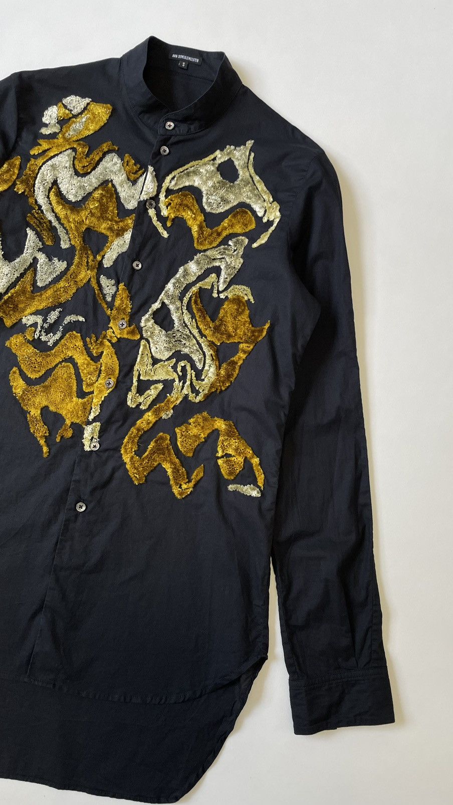 Ann Demeulemeester ‘Abstract Flocked Print’ Black Shirt Size US S / EU 44-46 / 1 - 7 Thumbnail
