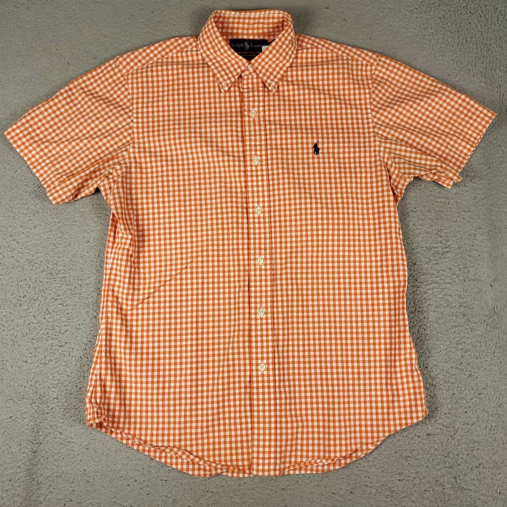 Ralph Lauren Ralph Lauren Shirt Mens Medium Orange Check Custom Fit Button Up Short Sleeve Size US M / EU 48-50 / 2 - 3 Thumbnail