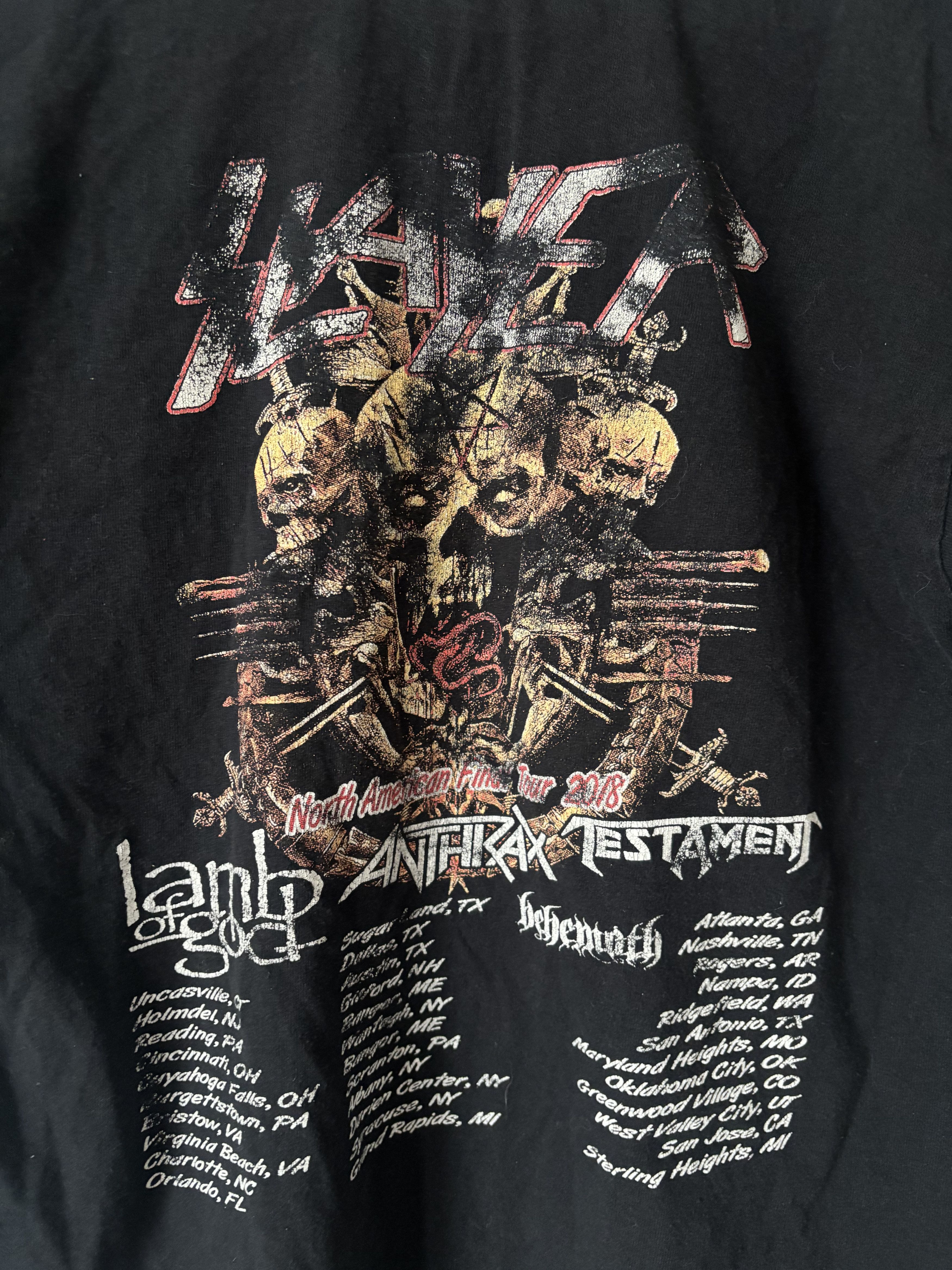 Slayer Slayer Tour Tee 2018 Black Lamb of God Behemoth Medium M Size US M / EU 48-50 / 2 - 4 Thumbnail