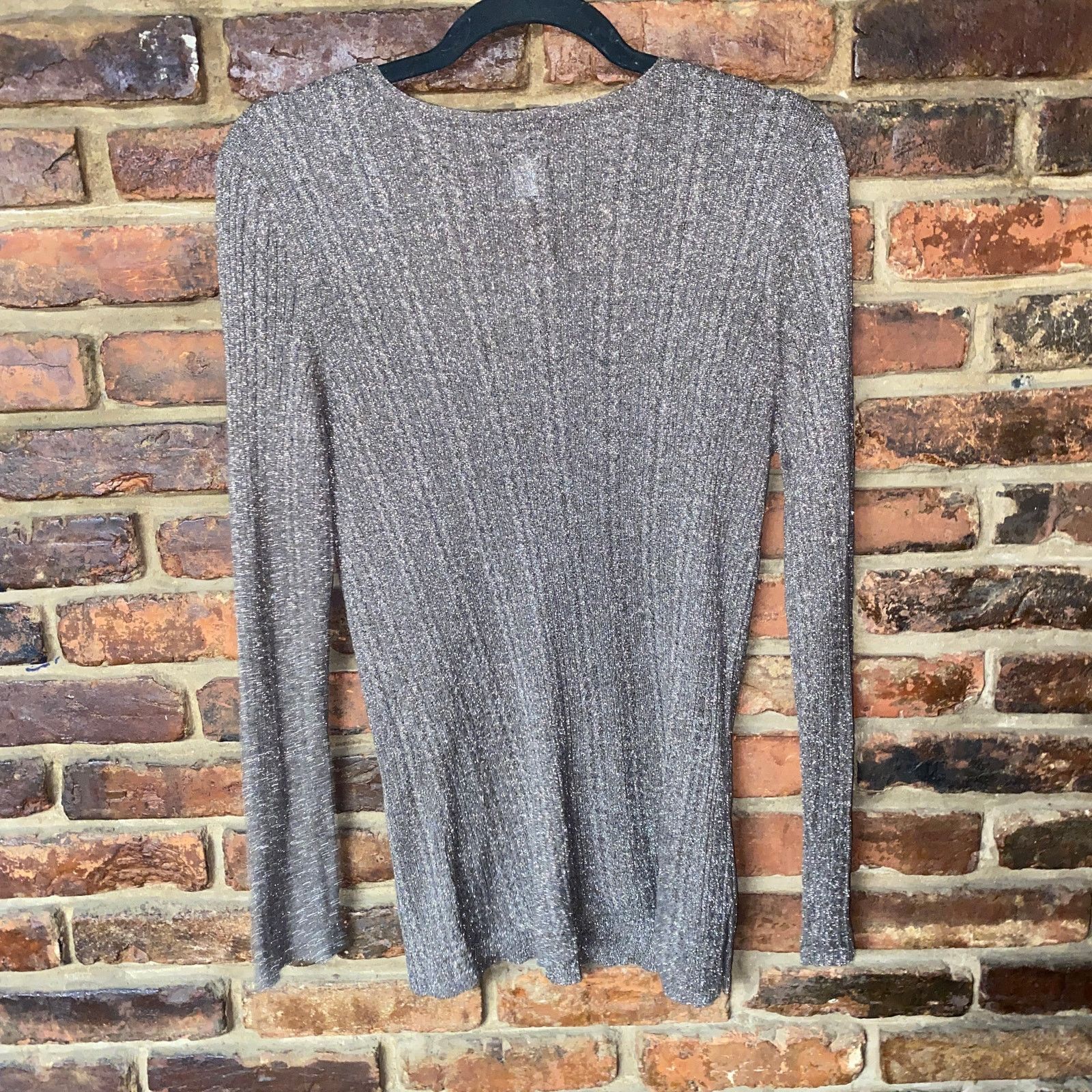 Chicos Chico's Brown Gold Metallic V-Neck Knit Sweater 1 Medium Size M / US 6-8 / IT 42-44 - 5 Thumbnail