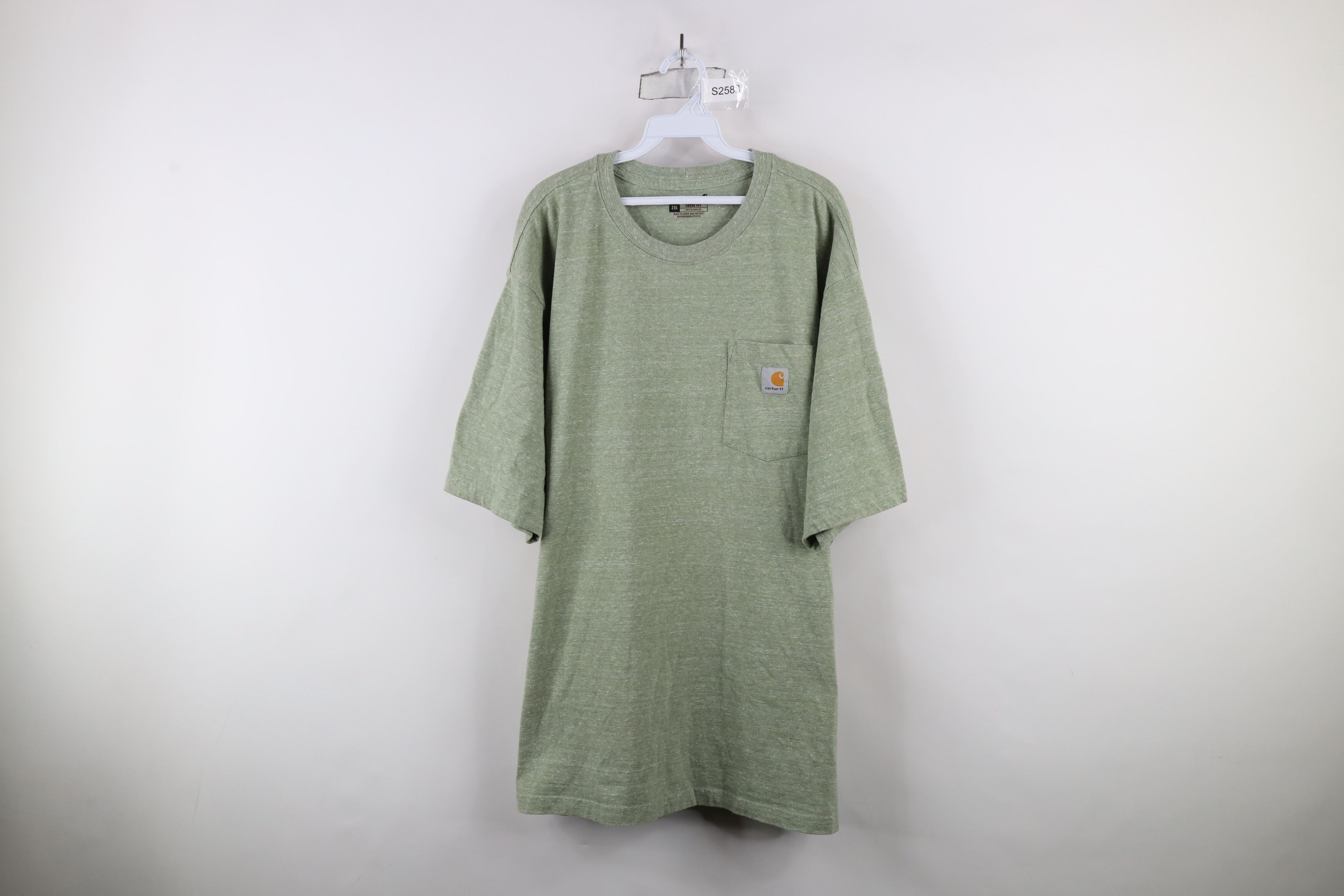 Carhartt × Vintage Vintage Y2K Carhartt Loose Fit Pocket T-Shirt Heather Green Size US XXL / EU 58 / 5 - 1 Thumbnail