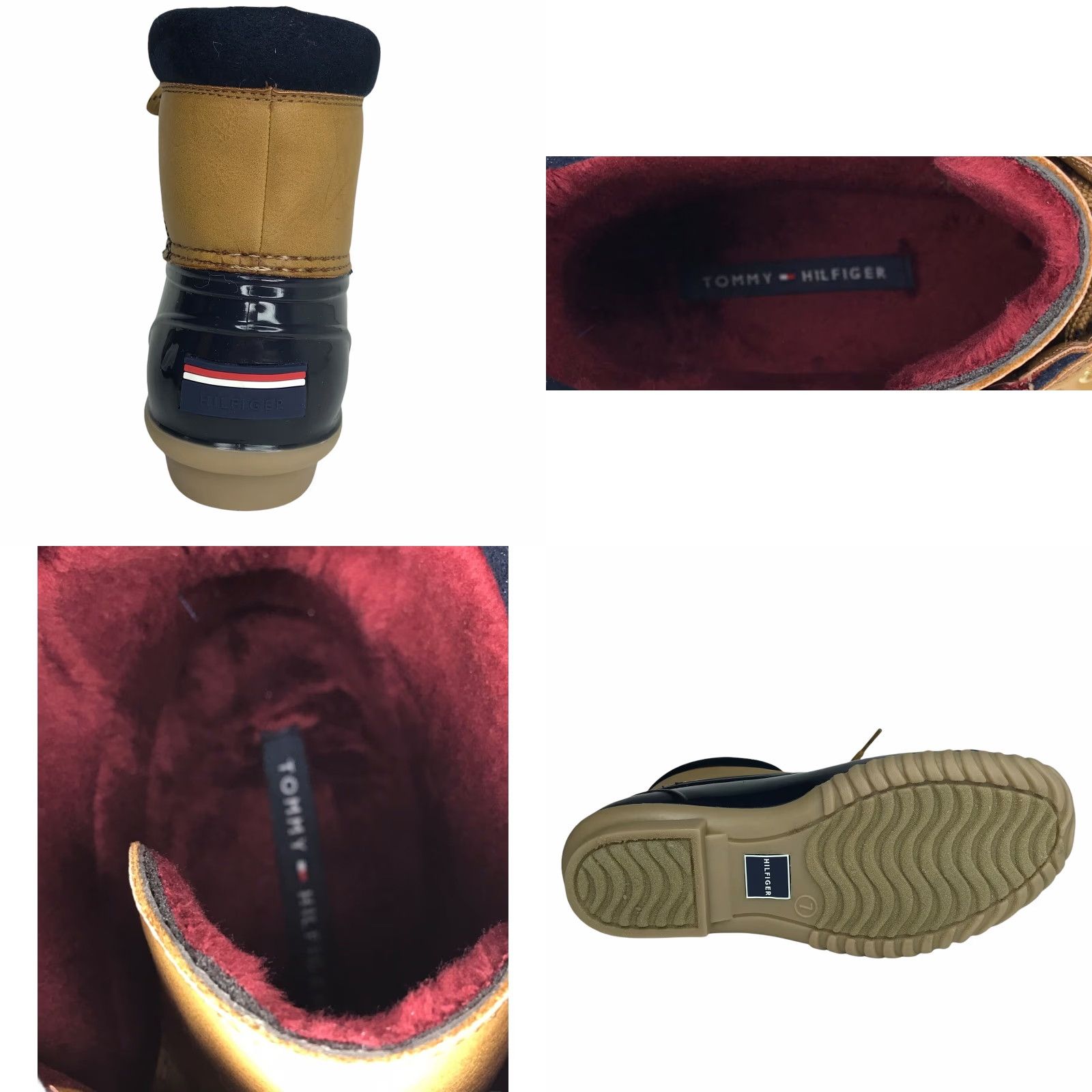 Tommy Hilfiger Tommy Hilfiger Womens Duck Boots Size 7 Navy Blue Brown Faux Fur Warm Waterproof Ankle Logo Boots Womens Size US 7 / IT 37 - 8 Thumbnail