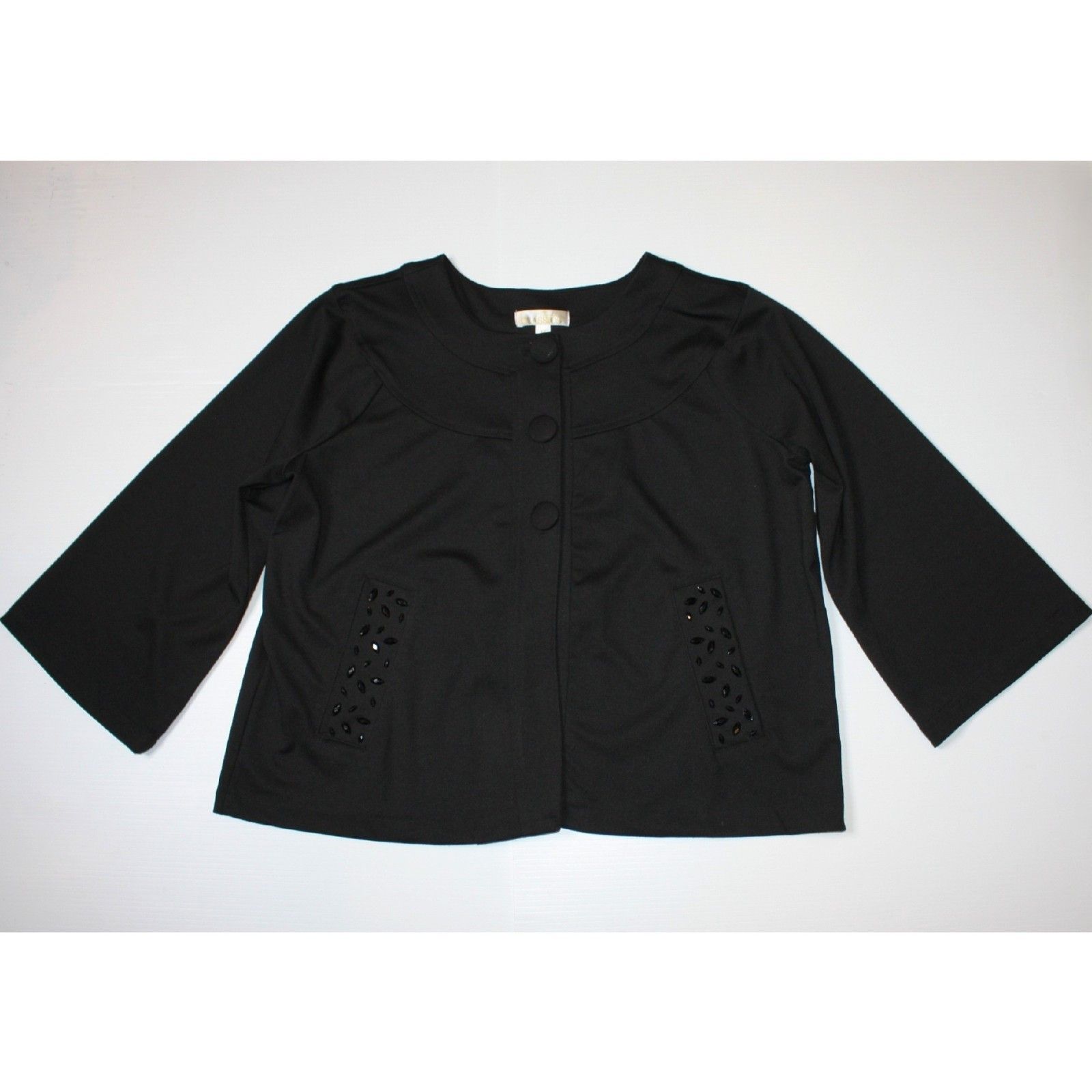 Other Tradition Classics Black Swing Jacket with Embellishments Size XL / US 12-14 / IT 48-50 - 2 Thumbnail