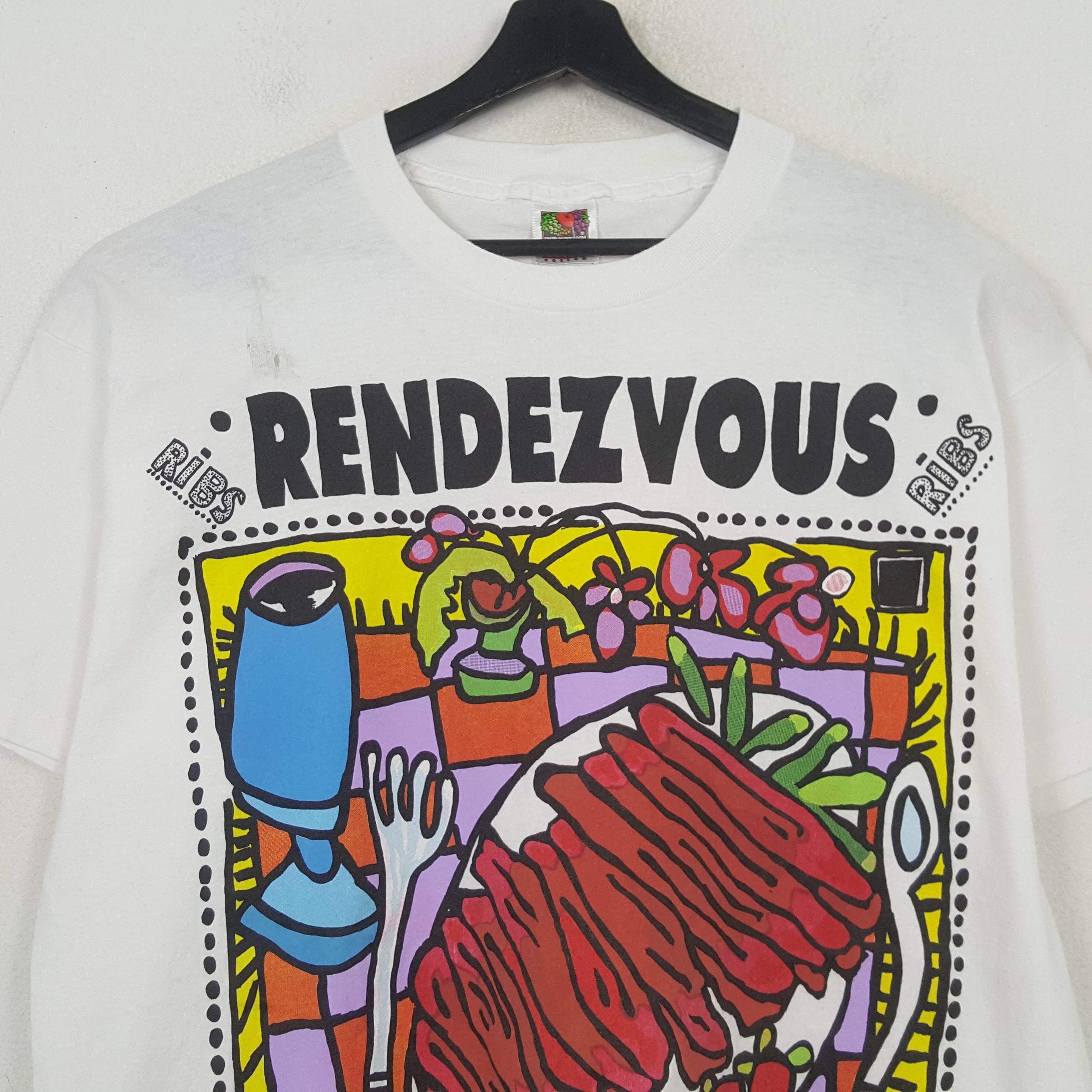 Fruit Of The Loom Rendezvous Memphis Art Style Vintage Tshirt RR26 Size US L / EU 52-54 / 3 - 2 Thumbnail
