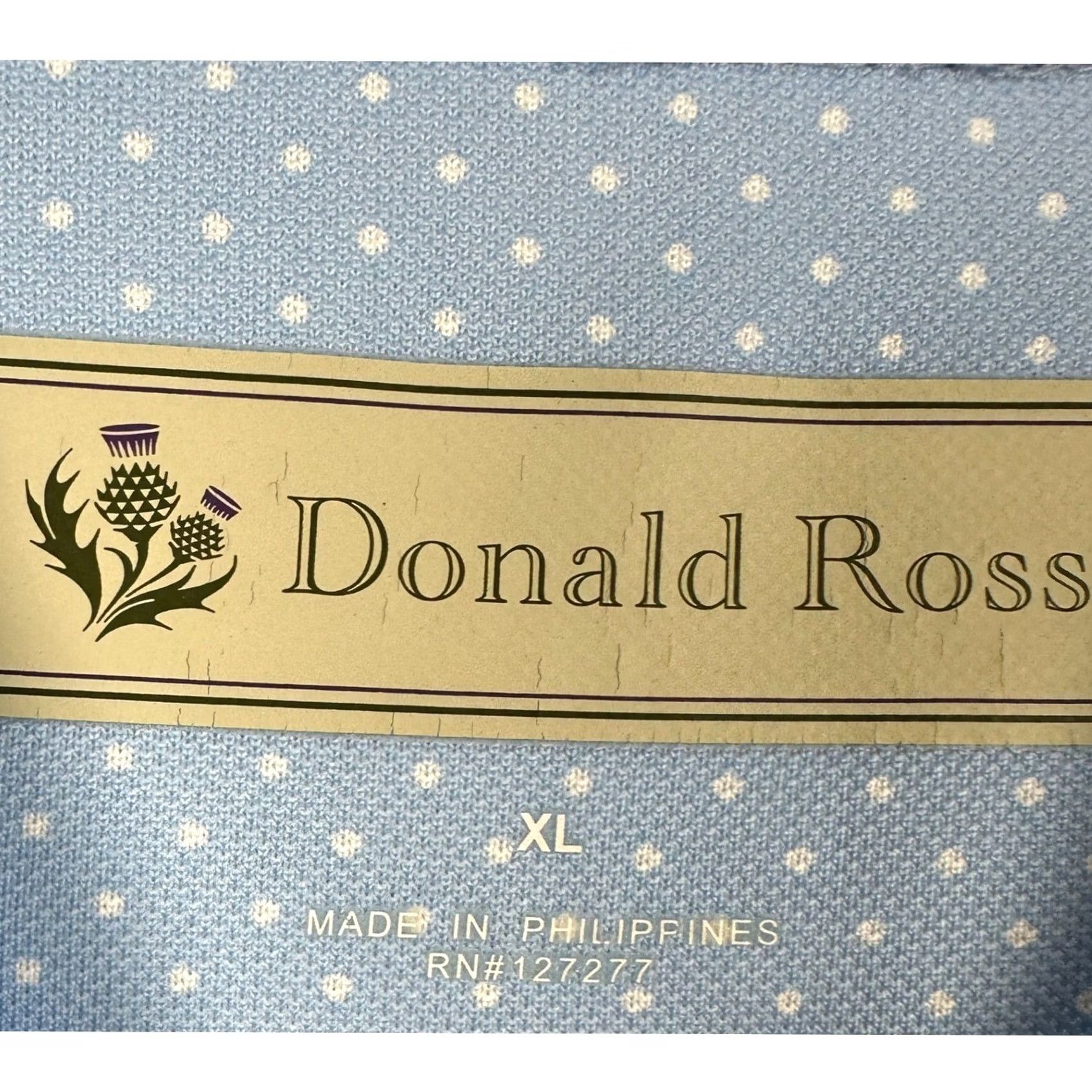 Vintage Donald Ross Polo Shirt Shirt Mens XL Light Blue White Dots Short Sleeve Rugby Pocket Size US XL / EU 56 / 4 - 4 Thumbnail
