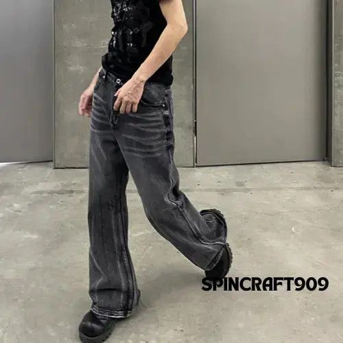 Jean Black Washed Stacked Denim Jeans Size US 32 / EU 48 - 2 Thumbnail
