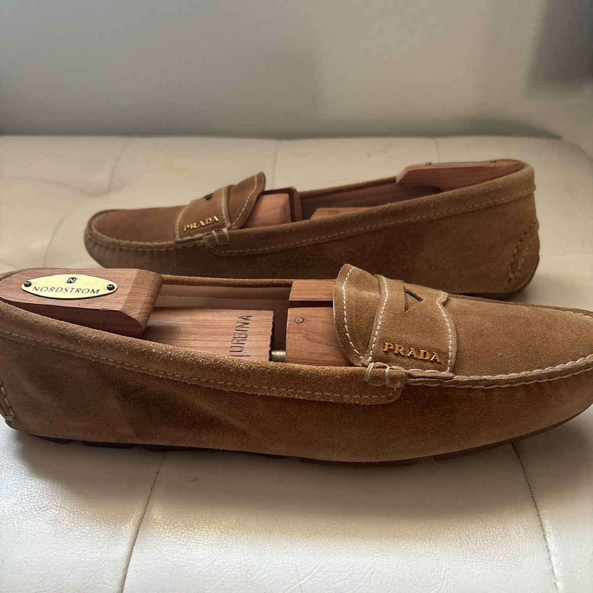Prada Prada Brown Suede Penny Loafers Size US 9.5 / IT 39.5 - 5 Thumbnail