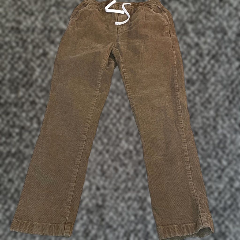 J.Crew J. Crew Corduroy Pants Mens XS Brown Elastic Waist Drawstring Jogger Casual Straight Front Button Pockets Size US 27 - 1 Thumbnail