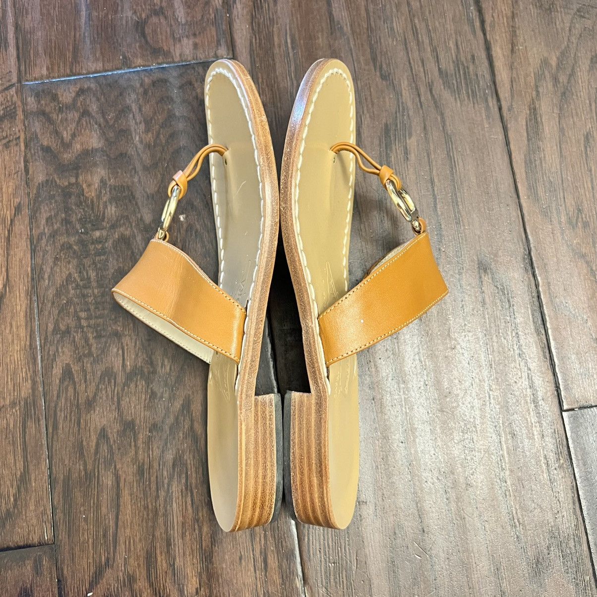 Anthropologie Amedeo Canfora Capri Brown Leather Gold Detail Sandals Size US 6 / IT 36 - 6 Thumbnail