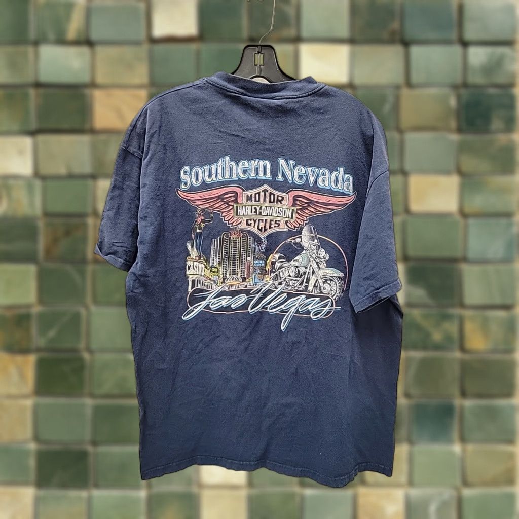 Harley Davidson VINTAGE Harley-Davidson Las Vegas Southern Nevada T Shirt Mens XL Blue 90s Graphic Cracking Mens Shirts XL Size US XL / EU 56 / 4 - 1 Thumbnail