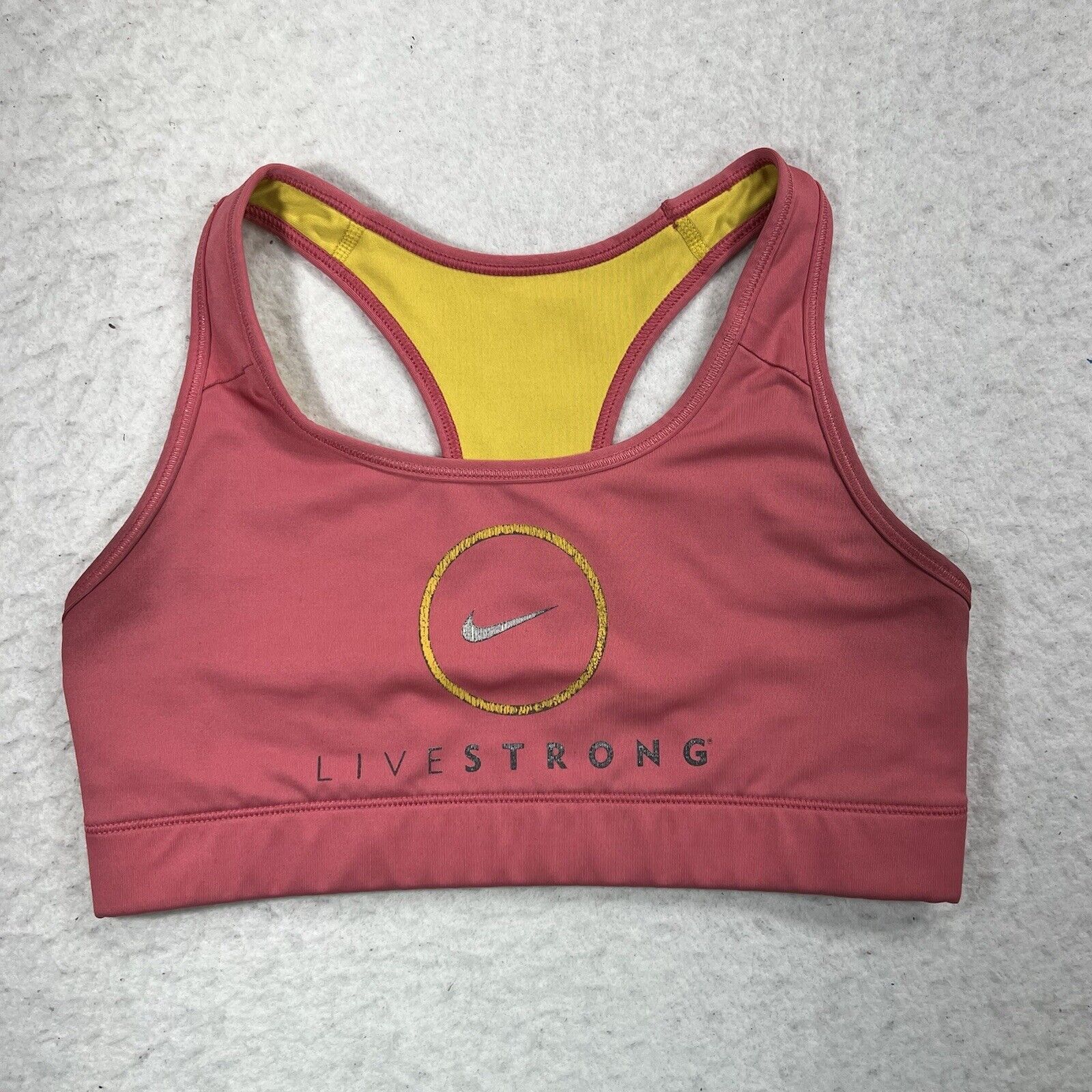 Nike Nike Livestrong Pink Yellow Athletic Racerback Sports Bra Size ONE SIZE - 1 Thumbnail
