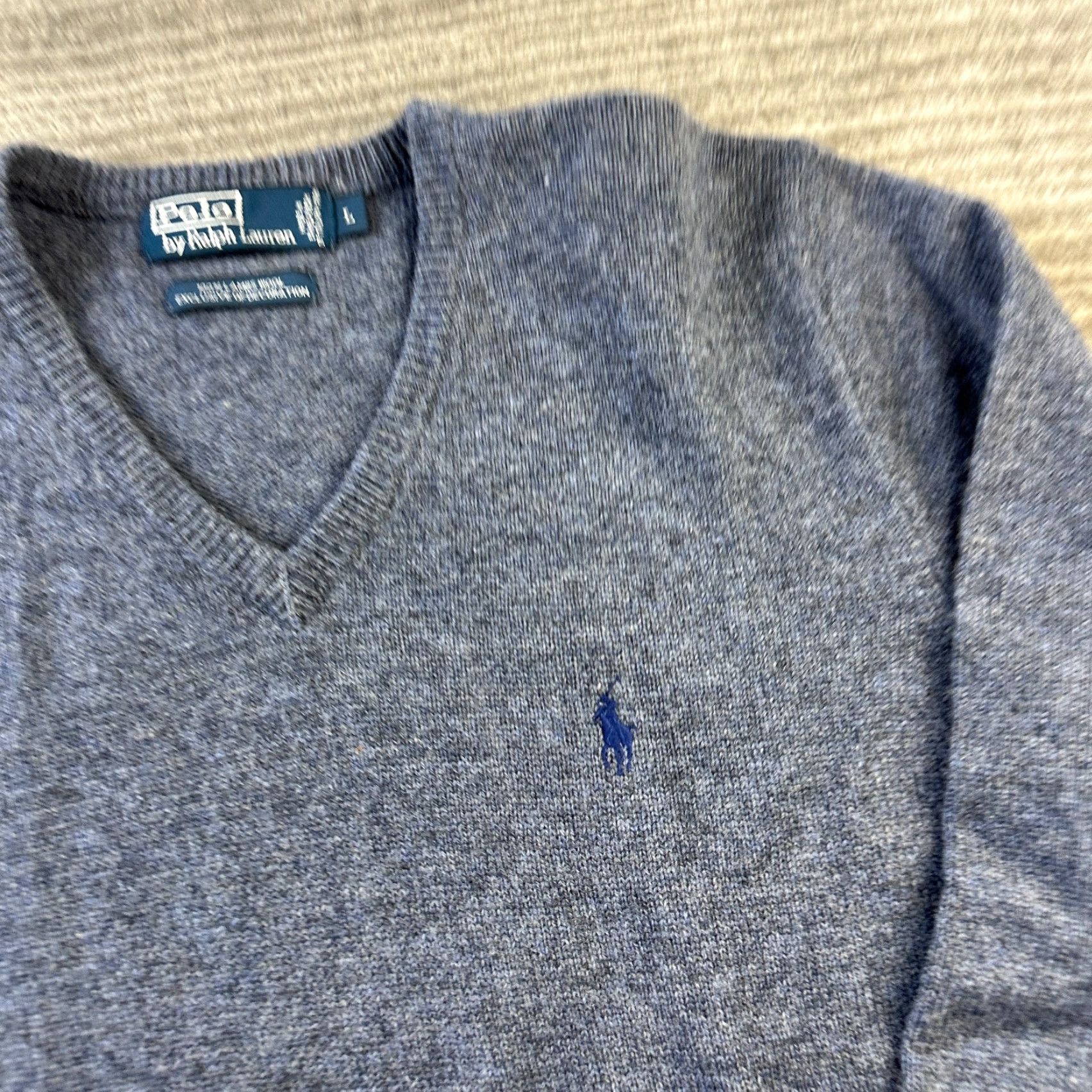Polo Ralph Lauren Polo Ralph Lauren Sweater Mens Large Blue Lambswool V Neck Pullover Knit Grandpa Size US L / EU 52-54 / 3 - 4 Thumbnail