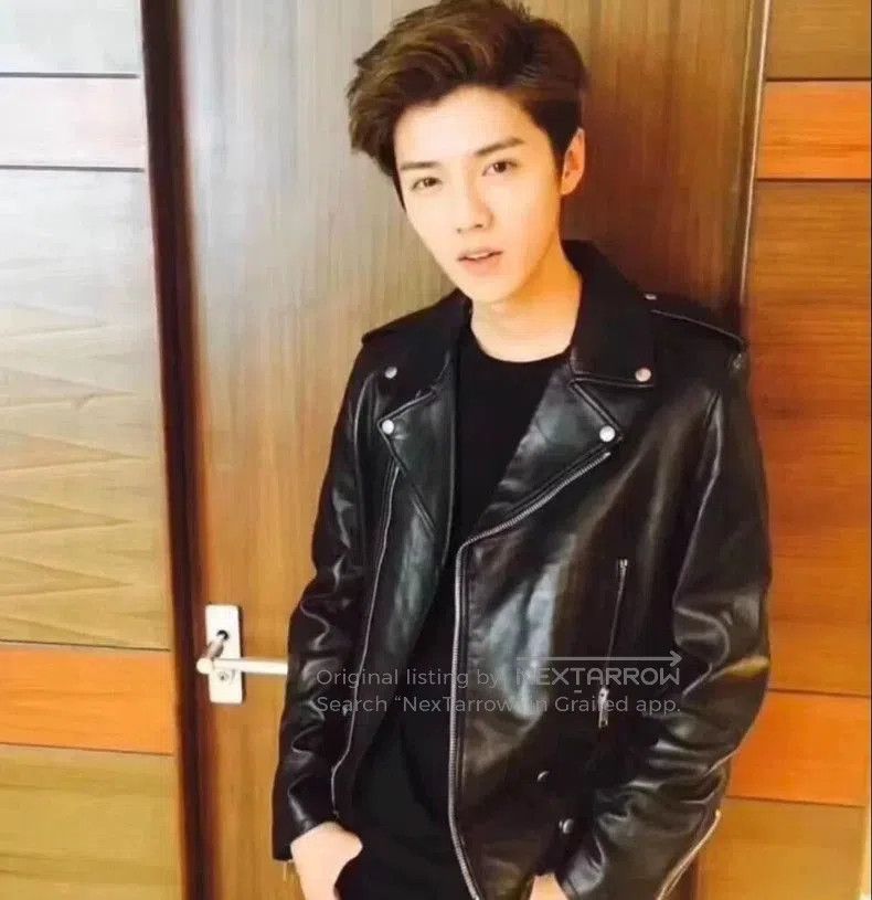 Saint Laurent Leather Motorcycle Jacket Size 52.