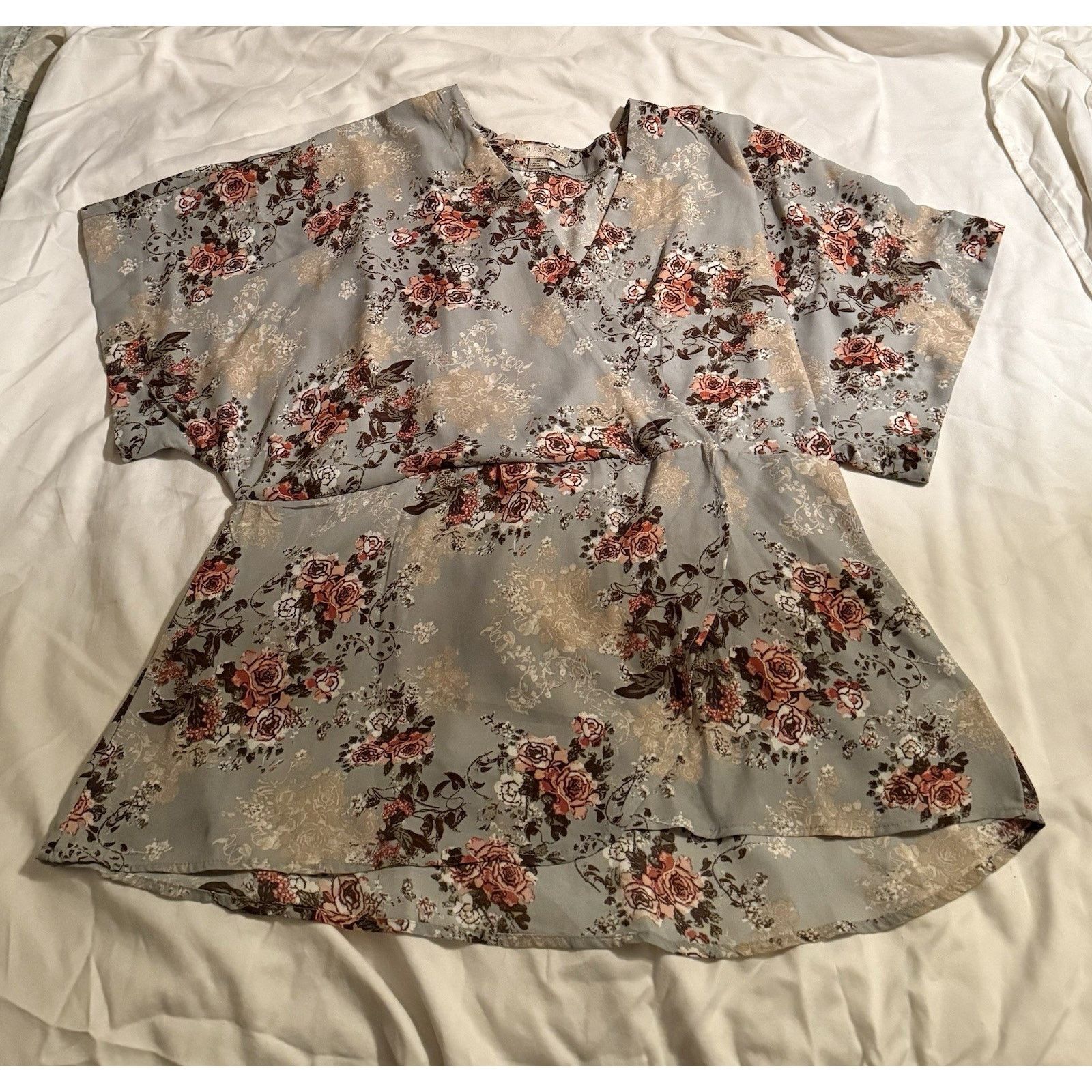 Other Misia Curvy Top 3X Sage Green Floral Wrap Elastic Waist Soft Size 3XL / US 20-22 - 1 Thumbnail