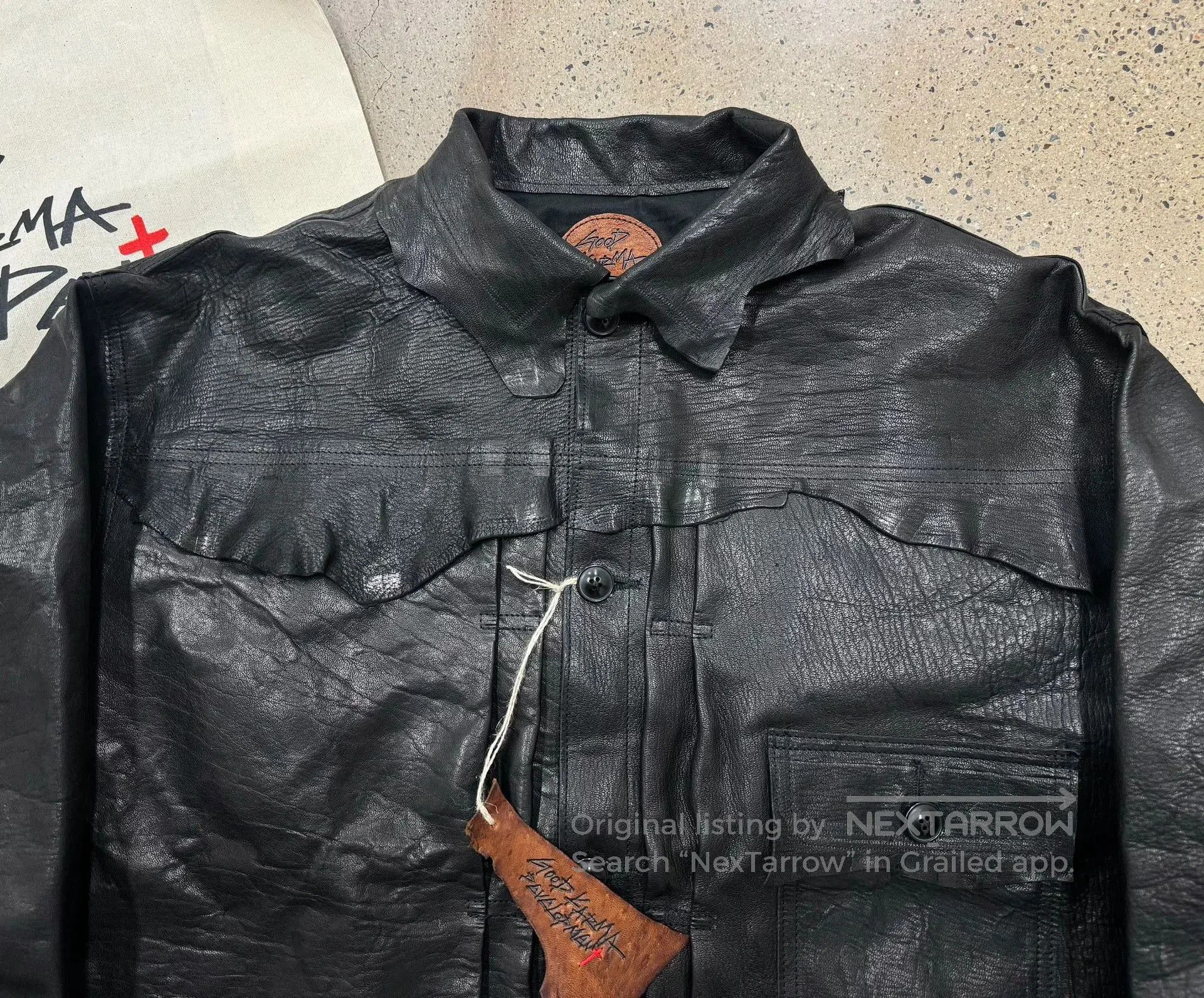 Japanese Brand good karma leather shirt jacket in black. Size US M / EU 48-50 / 2 - 3 Thumbnail