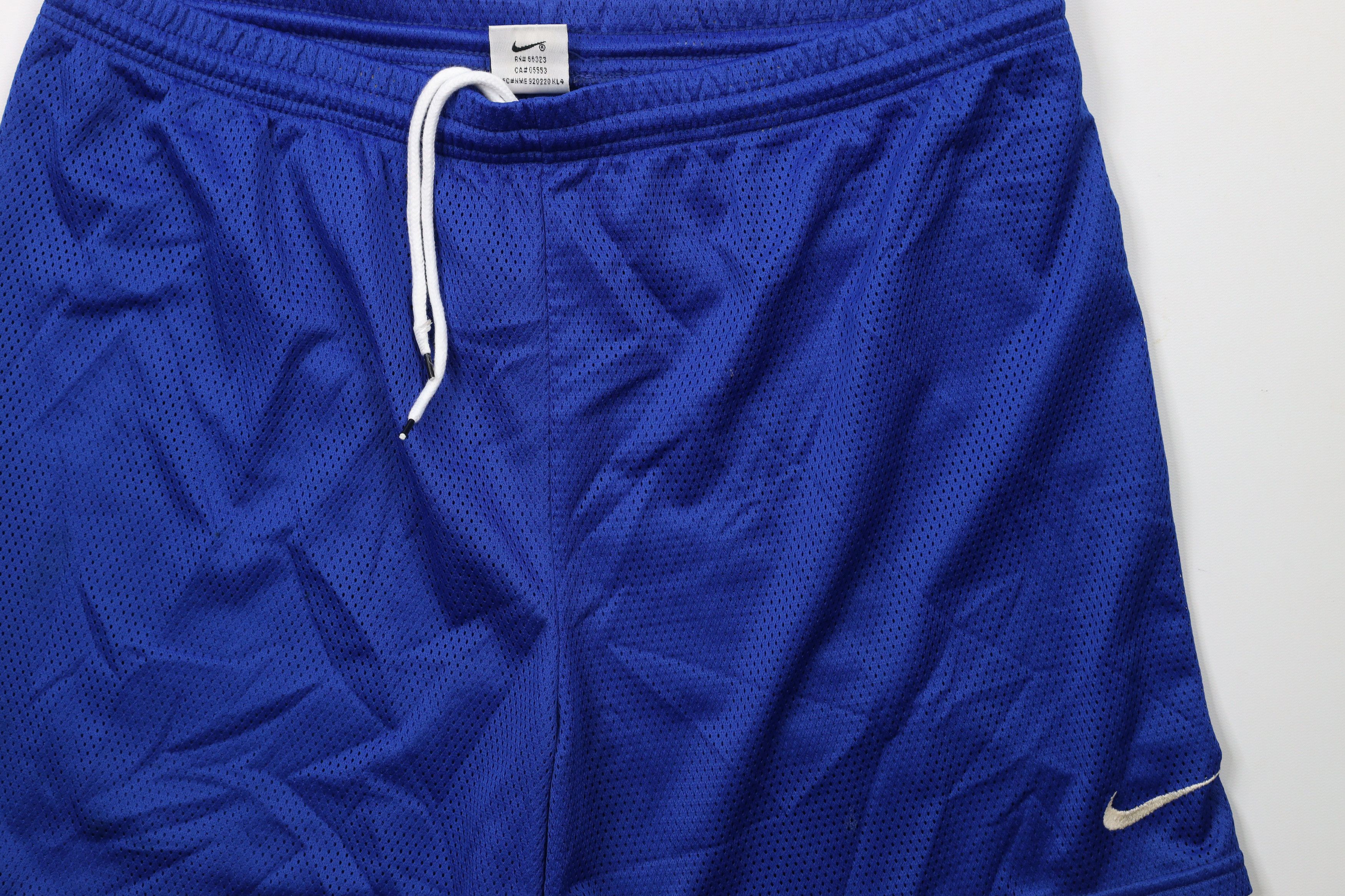 Nike × Vintage Vintage 90s Nike Mini Swoosh Above Knee Mesh Shorts Blue Size US 34 / EU 50 - 3 Thumbnail